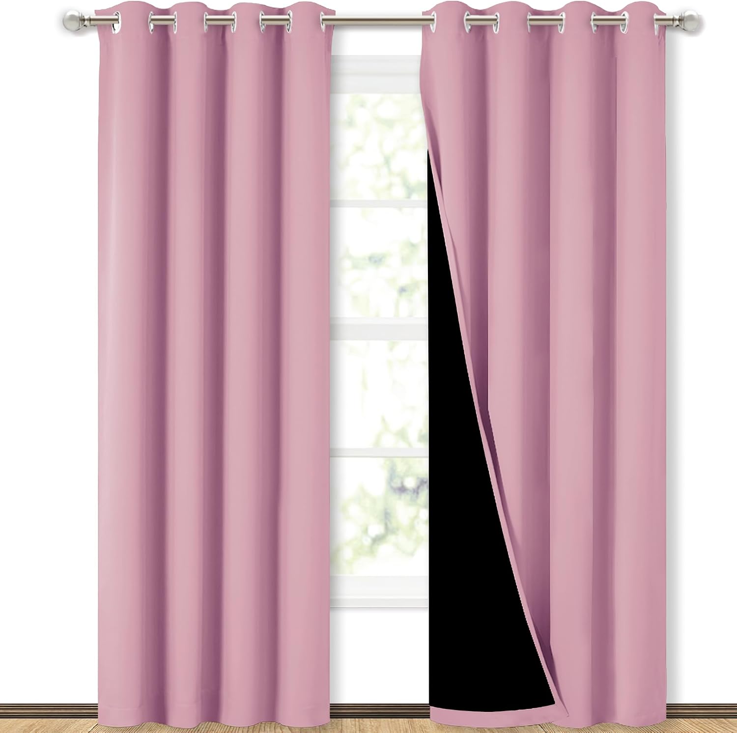 Nicetown Full Shading Curtains 90" Long 2 Panels Set for Windows, Super Heavy-Duty Black Lined Blackout Curtains for Bedroom, Privacy Assur…