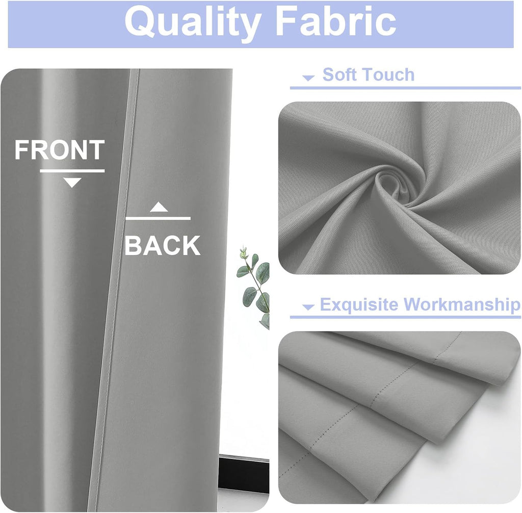Simplebrand Ava Silver Grey Blackout Curtains for Bedroom 90 Inches Long 2 Panels Set, Solid Privacy Energy Saving Living Room Window …