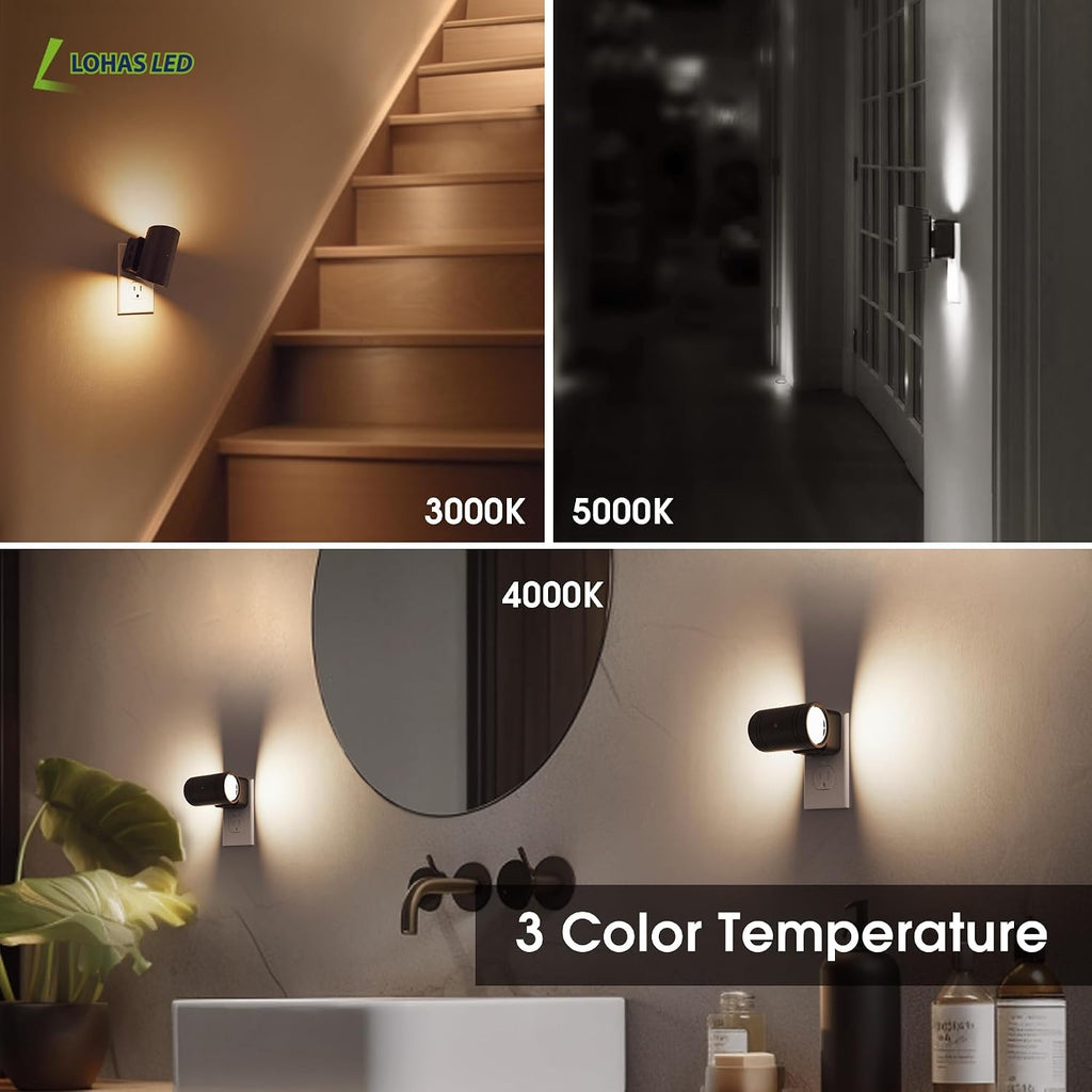 L LOHAS LED Night Light, Dimmable Night Lights Plug into Wall,2 Pack 3CCT Nightlight for Kids,180° Rotatable, 3000K/4000k/5000K…