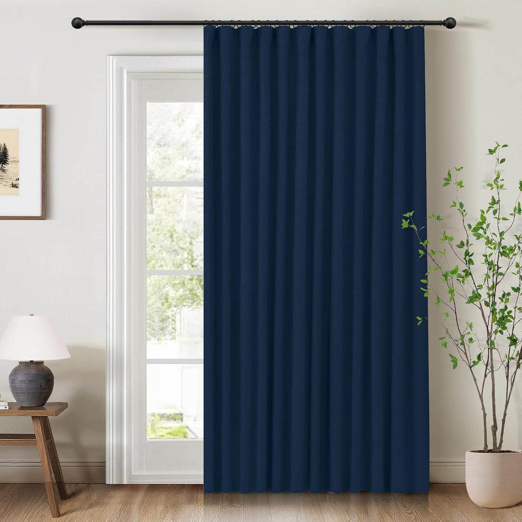 INOVADAY 100% Blackout Curtains for Bedroom, Black Out Curtains 84 Inch Long, Clip Rings Linen Blackout Drapes, Thermal Insulated Room…