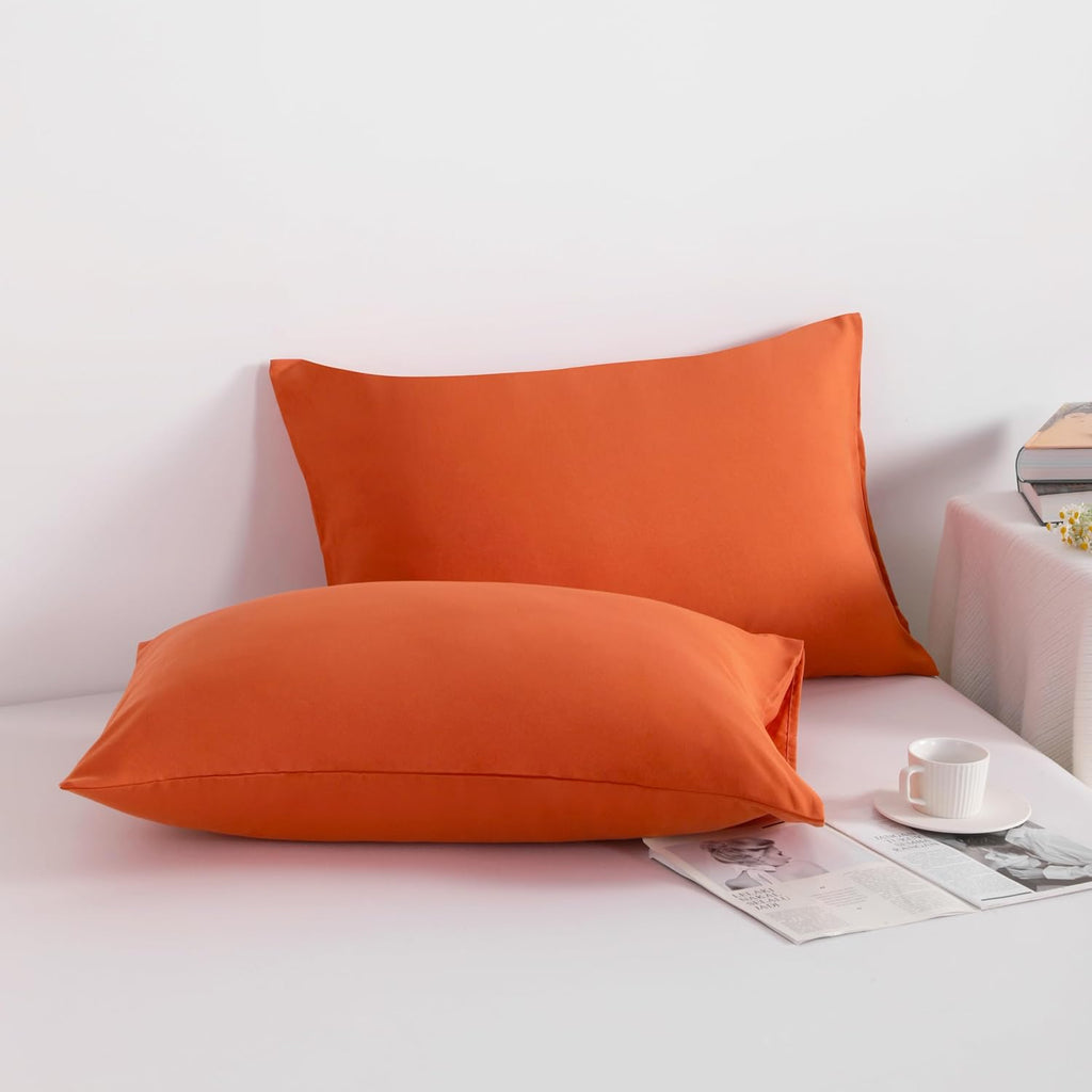 Ntbay Queen Pillowcase Set - 4 Pack Brushed Microfiber 20x30 Pillowcases - Soft, Wrinkle-Free, Fade-Resistant, Stain-Resistant, Brunt Orang…