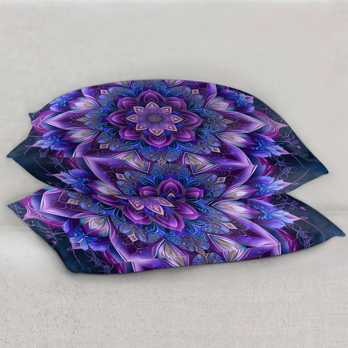 Satin Silk Pillowcase for Hair and Skin Ethnic Mandala Pillow Cases Standard Size Soft Silk Pillow Case with Envelope Closure Print Satin…