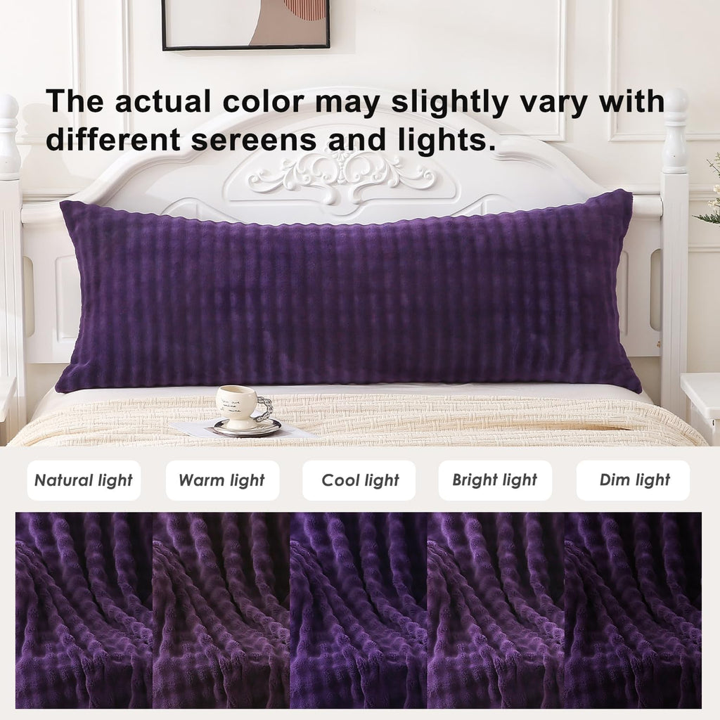 Sochow Decorative Body Pillow Cover 20x54 Inches, Super Soft and Cozy Bubble Textured Fleece Long Body Pillowcase with Zipper Closure,1 Pac…