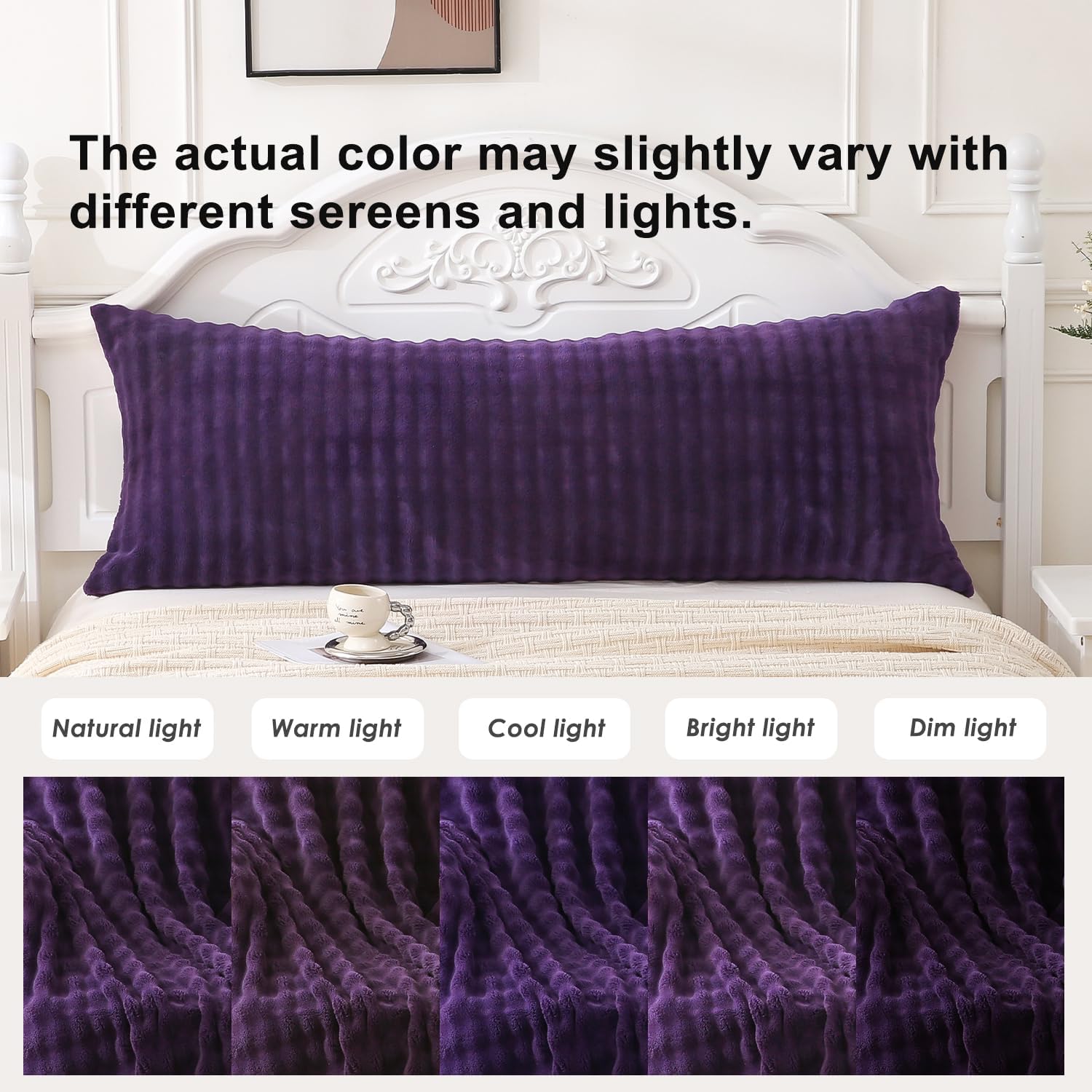 Sochow Decorative Body Pillow Cover 20x54 Inches, Super Soft and Cozy Bubble Textured Fleece Long Body Pillowcase with Zipper Closure,1 Pac…