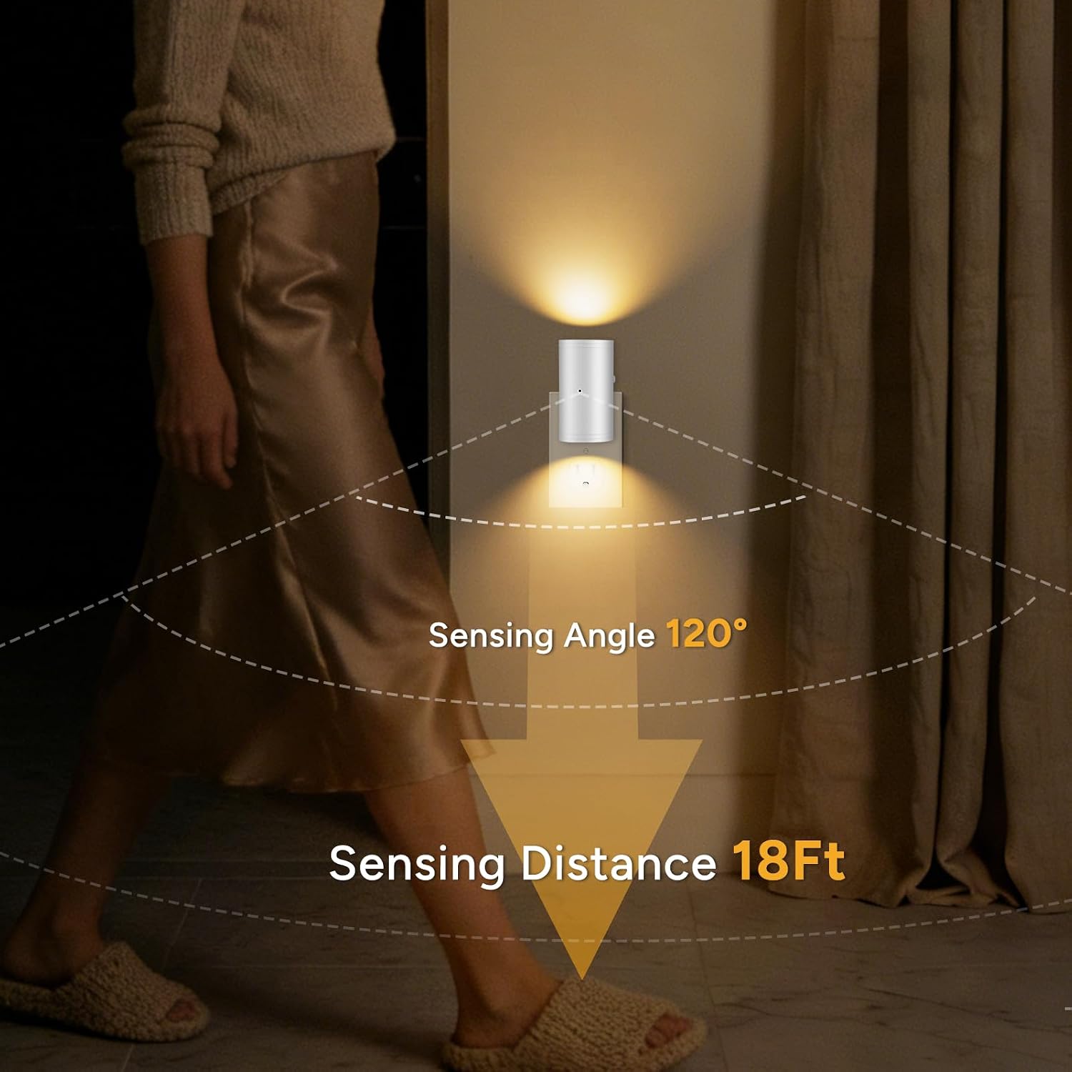 Motion Sensor Night Light with Dusk-to-Dawn Auto On/Off, Plug-in Wall Night Lights (Soft White 3000K), Dimmable 5–150 LM, Dim Standby…