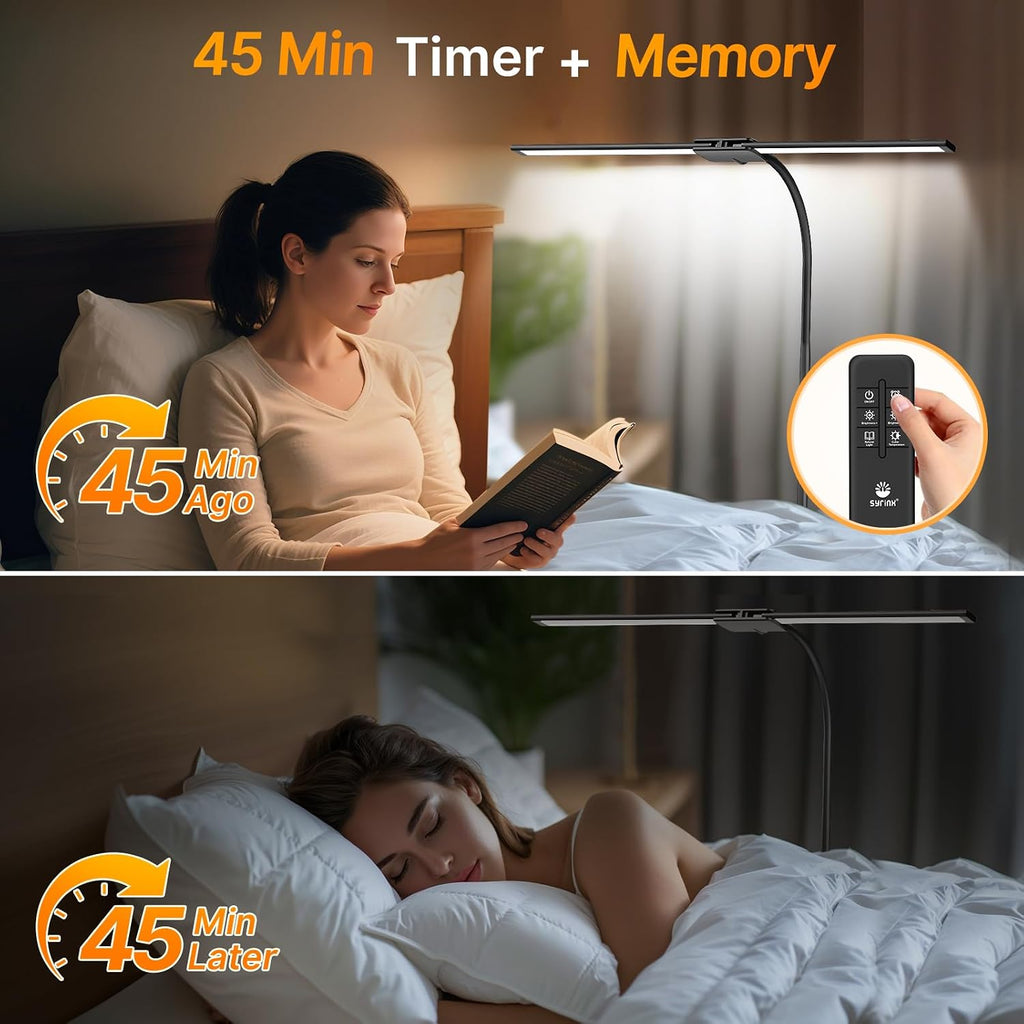 Syrinx LED Floor Lamp, 18W 2000LM Bright Reading Floor Lamp for Office, Gesture & Remote Control, Dual Head Goose-Neck Standing Lamp…