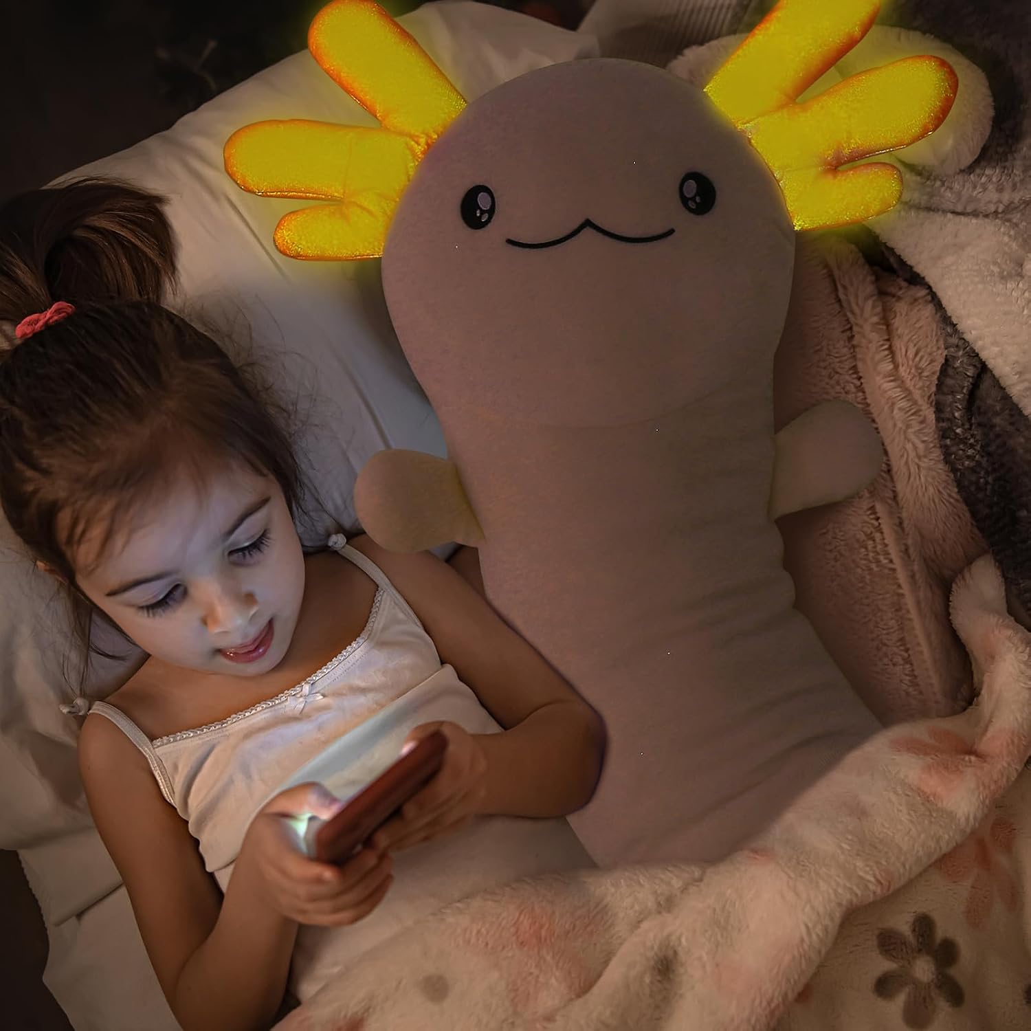 MaoGoLan Giant Axolotl Plush Toy Stuffed Animal, Huge Axolotl Body Pillow for Kids Girl Boy, Big Salamander Plush Glow in the Dark…