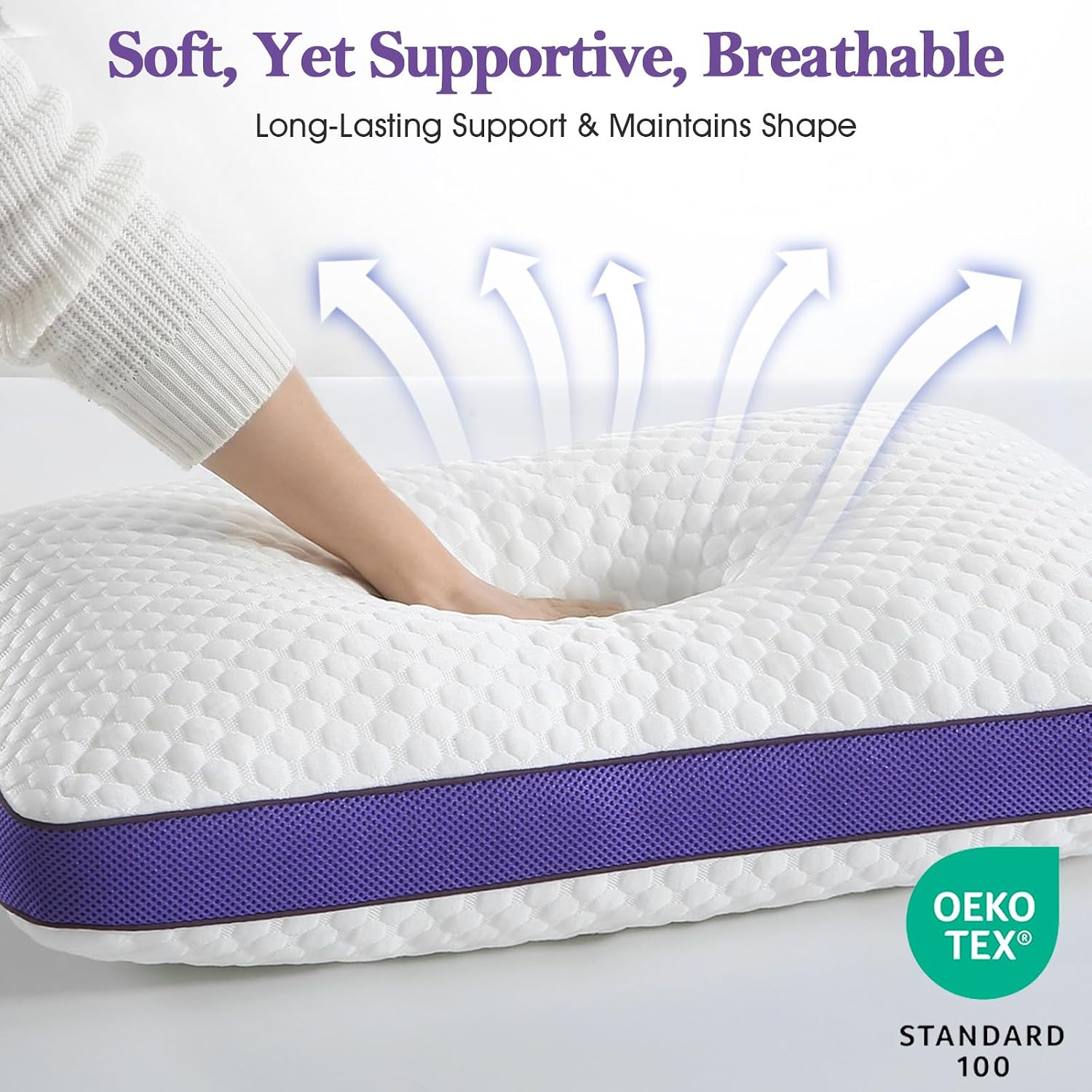 Bpc Shredded Memory Foam Pillows King Size, Cooling Bed Pillows for Sleeping, Adjustable Firm Soft Support for Side Back Stomach Sleepers,…