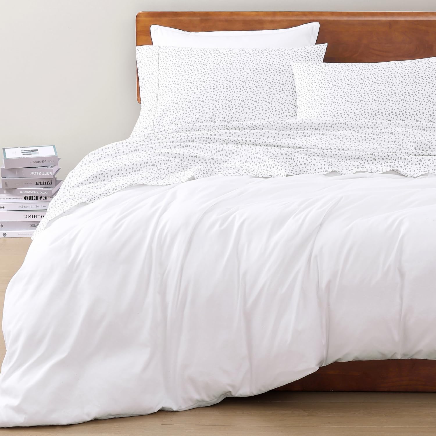 LaneLinen LANE LINEN Sustainably Produced 100% Organic Cotton Queen Sheet Set, Soft & Comfy Fully Elasticized Printed Bedding Sheets & Pill…