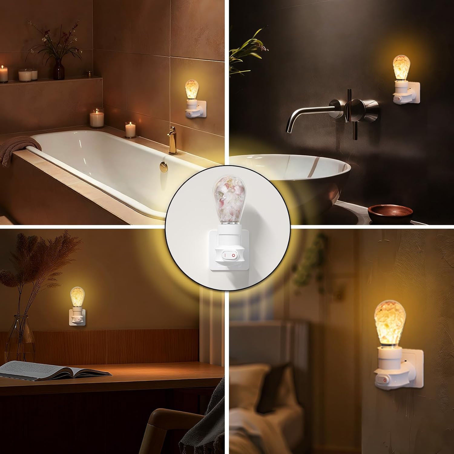 Zuria Zuria Plug-in Crystal Healing Night Light with Switch, Spiritual Crystals Lamp Plug-into Wall Soft White 3000K Plug in Healing…