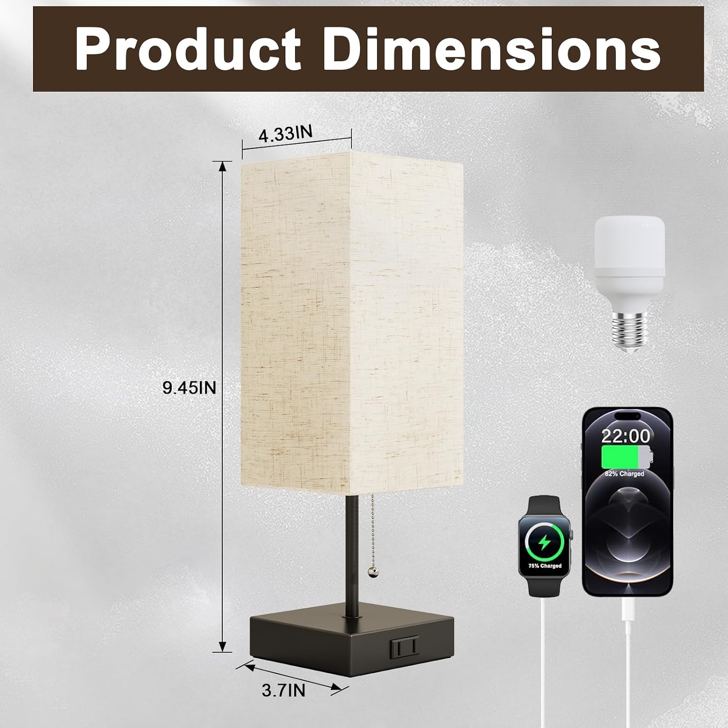 YIDPU Table Lamp for Bedroom, Nightstand Lamp for Bedside with AC Outlets, Adjustable 3color LED Light Desk Lamp for Home Decor, Included…