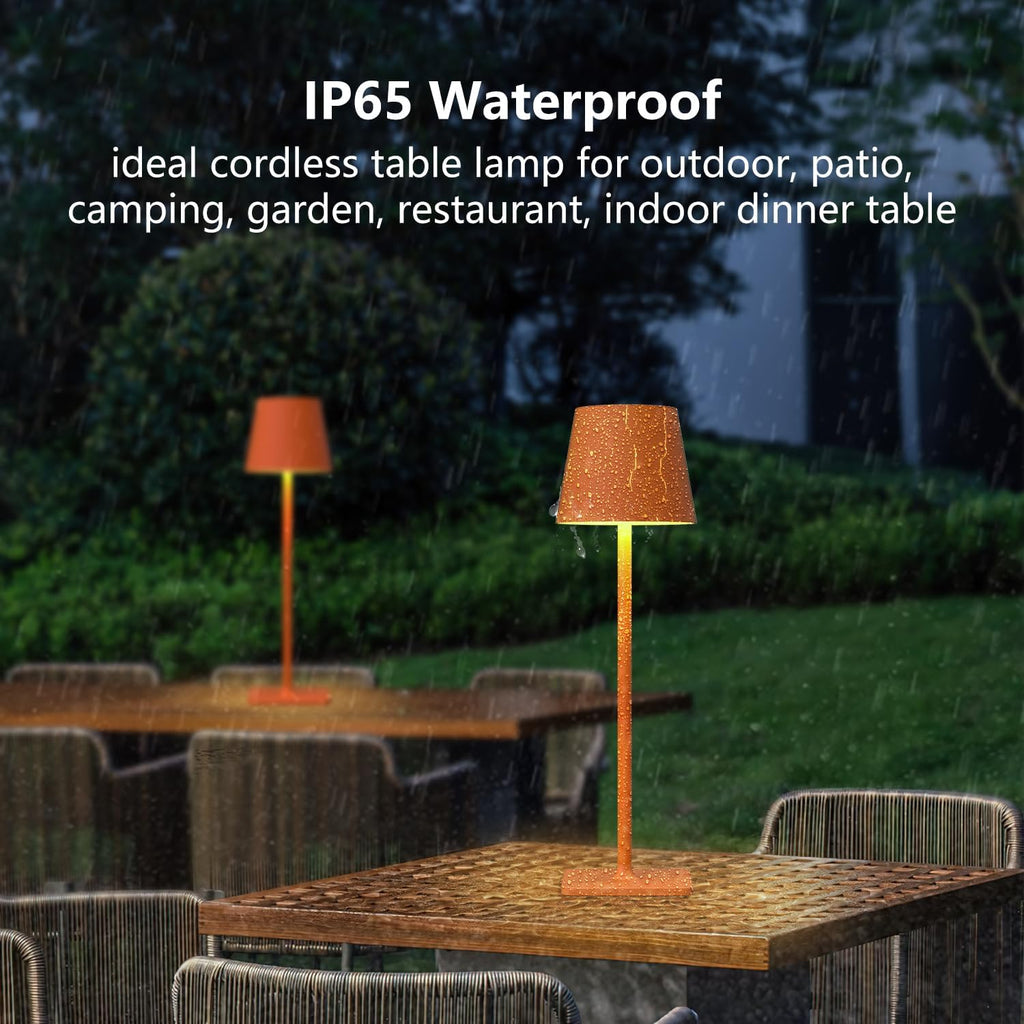 Yogaret Orange Cordless Table Lamp Set of 2-3 Way and Stepless Dimmable - for Restaurant Dining Bedroom Home Bar