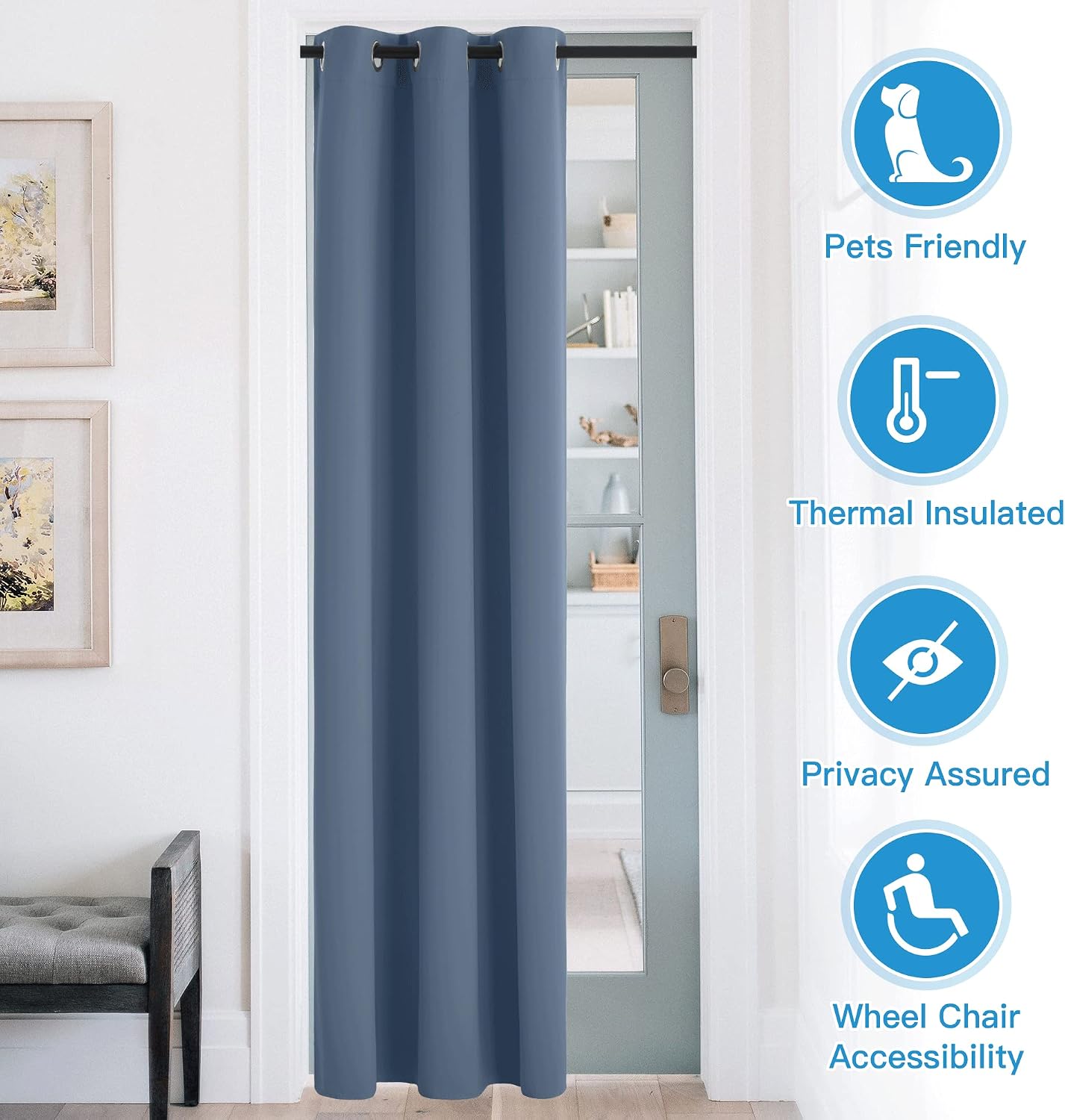 Rybhome RYB Home Blackout Curtains Thermal Insulating Privacy Temporary Door Curtains for Bedroom Closet Doorway Accordion Door Interior Li…