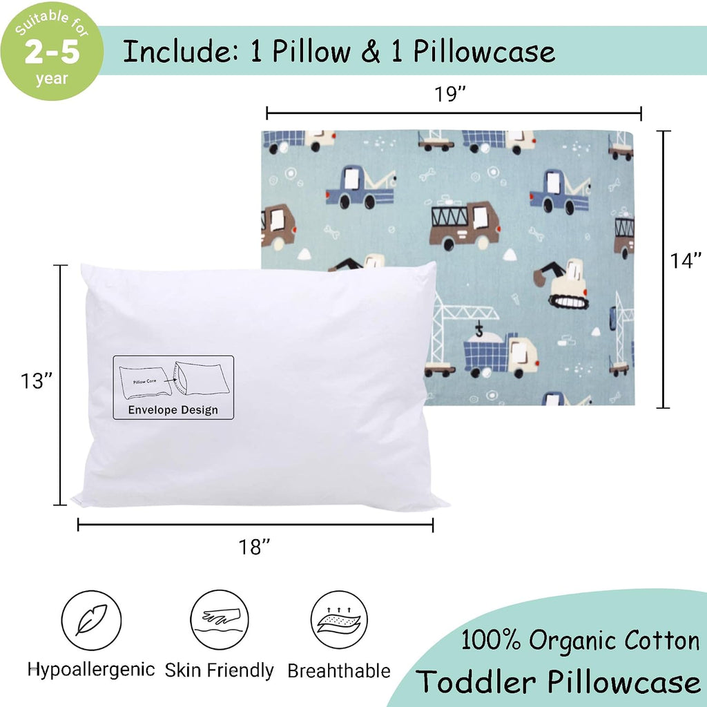 ZPECC-ABrandThatHasBeenFocusedOnBeddingFor20Years ZPECC Toddler Pillow with Pillowcase - 13x18 Organic Cotton Hypoallergenic Kids Pillow, B…