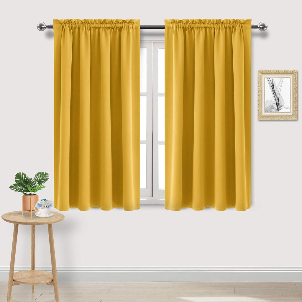 Dwcn Yellow Room Darkening Blackout Curtains - Thermal Insulated Privacy Energy Saving Window Curtain Drapes 52 x 45 inch Length, Set of 2…