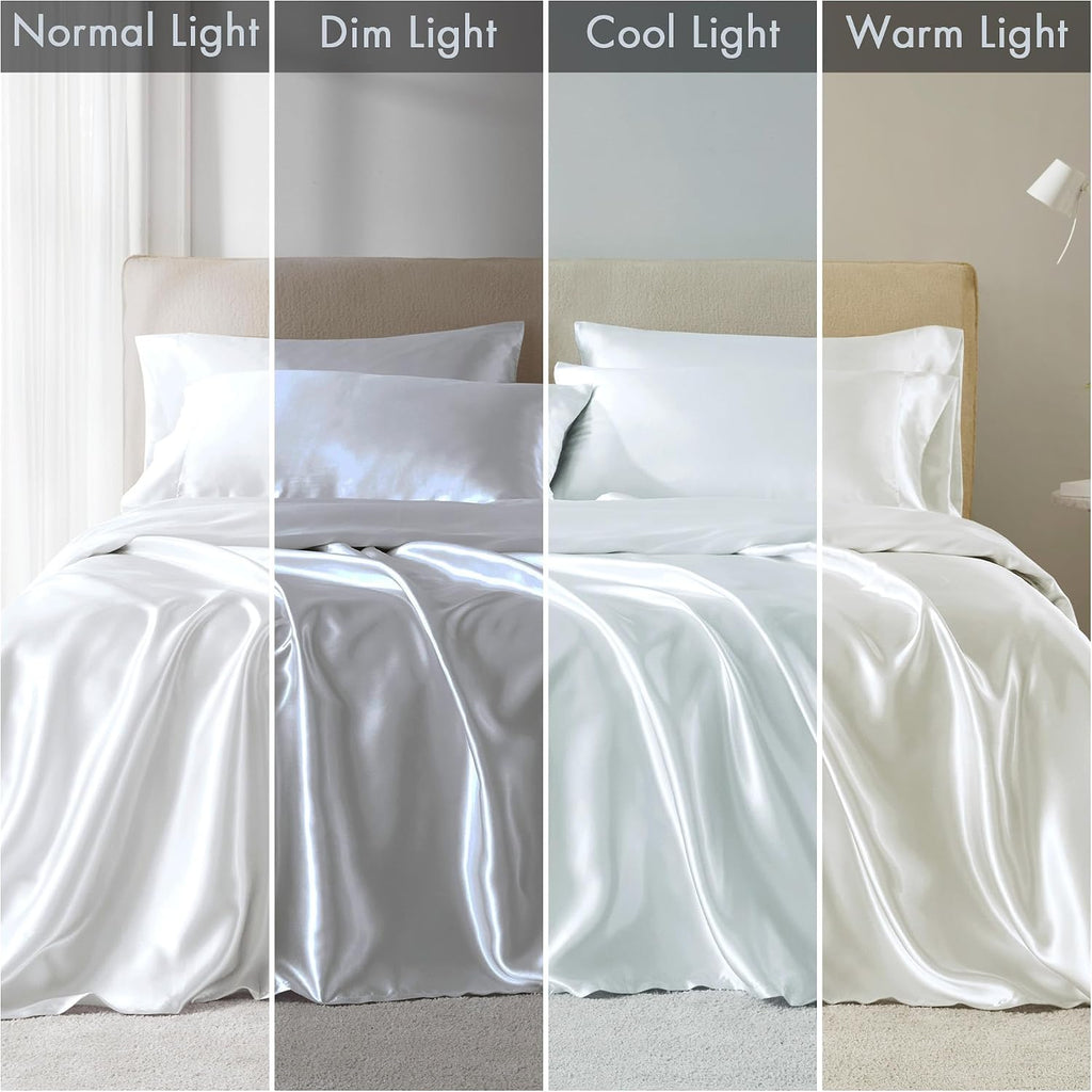 Madisonpark Madison Park Satin Sheets Twin Size, Luxurious Silky Bed Sheets, Elastic 14" Pocket fits up to 16" Mattress, Wrinkle-Free, Soft…
