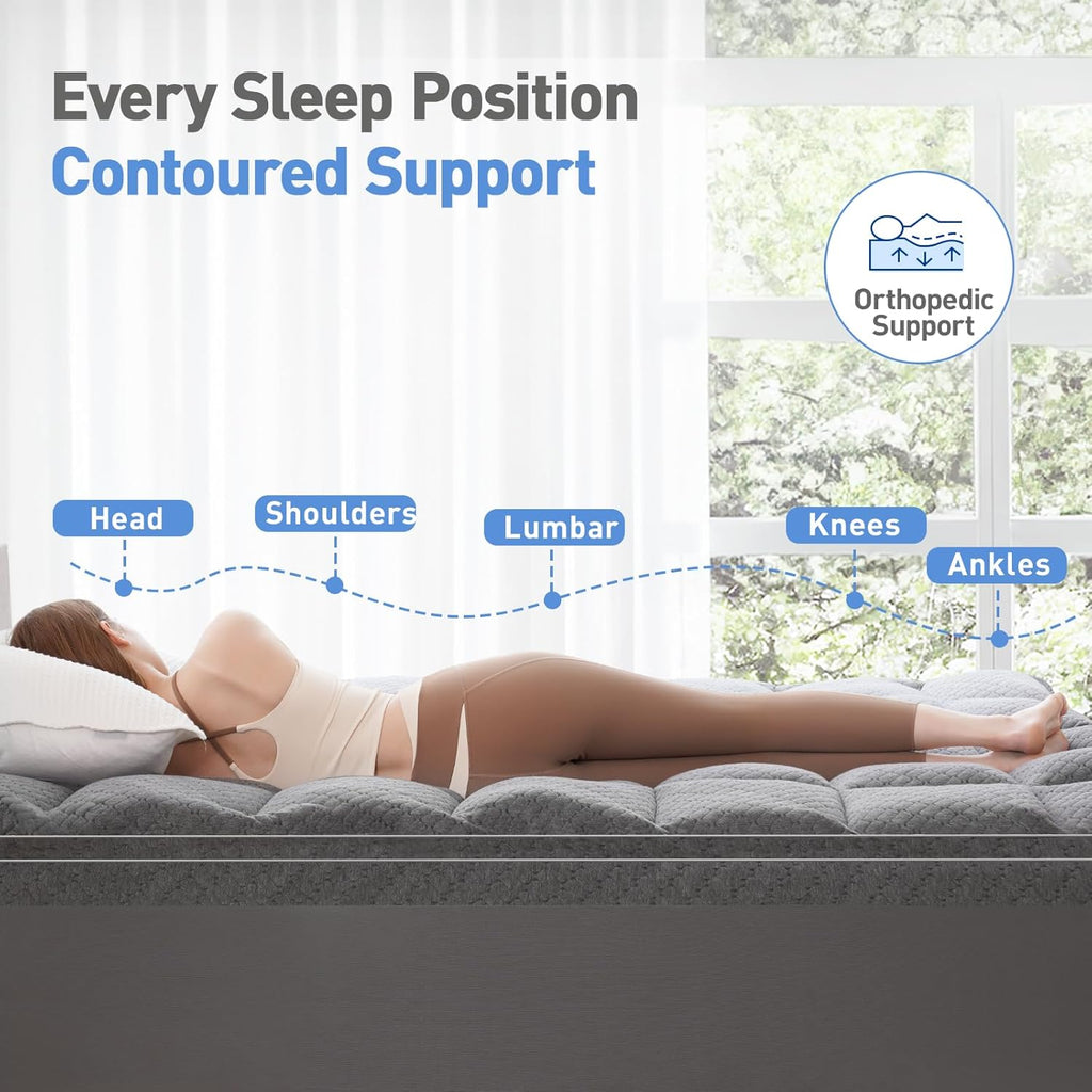 Dual Layer 3 Inch Memory Foam Mattress Topper Twin XL Size, 2 Inch Cooling Gel Memory Foam Plus 1 Inch Pillow Top Mattress Pad Cover…