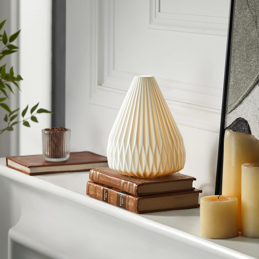 Rondure 9.1" Modern Ceramic Table Lamp, Fully Dimmable Modern Bedside Lamps for Bedroom, Living Room and Nightstand, White Translucent Cera…