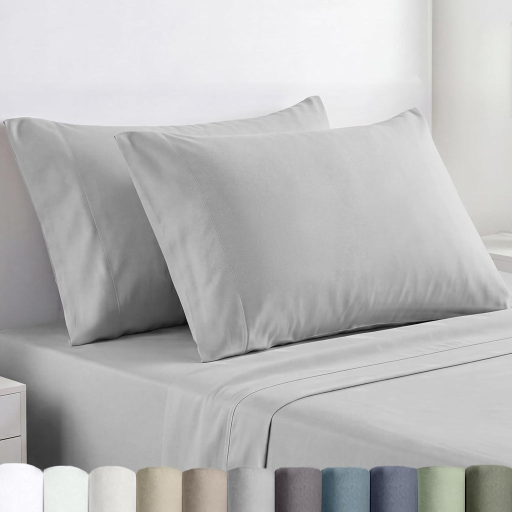 CaliforniaDesignDen California Design Den 100% Egyptian Cotton Pillowcases King Size Set of 2 - Crisp Percale Feel, Soft & Breathable Bed P…