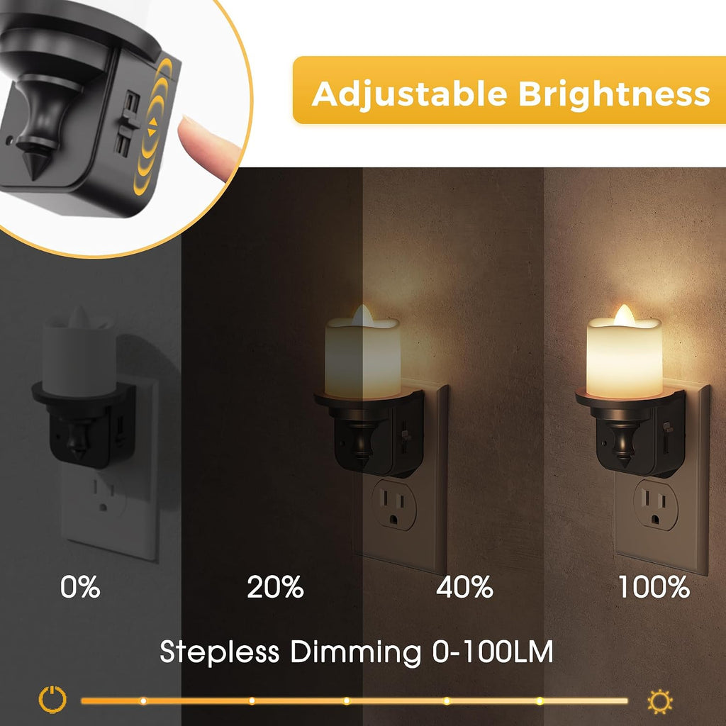 L LOHAS LED Candle Night Light, Dimmable Night Lights Plug into Wall, Dusk to Dawn Sensor, 0-100LM Flameless Candle Nightlight, Soft…
