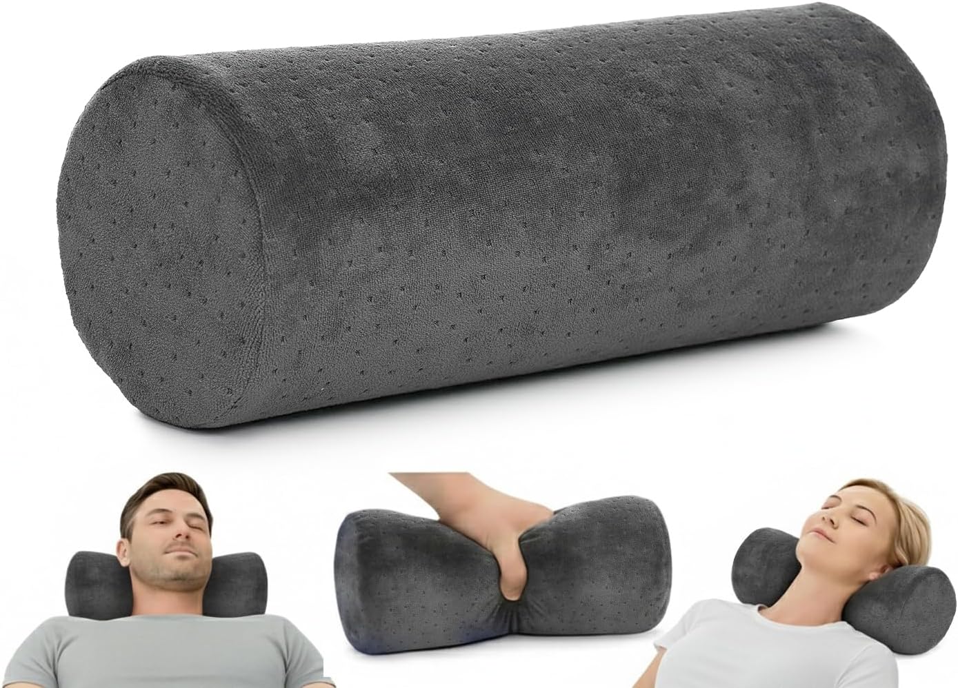 AllSettth AllSett th Round Cervical Roll Cylinder Bolster Pillow with Removable Washable Cover, Ergonomically Designed for Head, Ne…