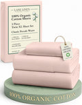 LaneLinen LANE LINEN 100% Organic Cotton Twin XL Bed Sheets Set, Machine Wash Fully Elasticized Twin XL Sheet Sets, Luxury Hotel Percale Be…