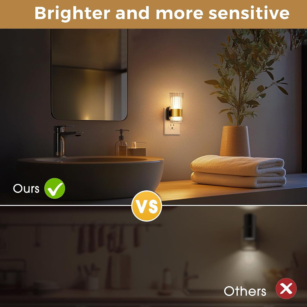 L LOHAS LED Night Light, Night Lights Plug into Wall, 3000K Soft Warm 0-100LM Adjustable Modern Night Lights, Automatic Nightlights Pulg…