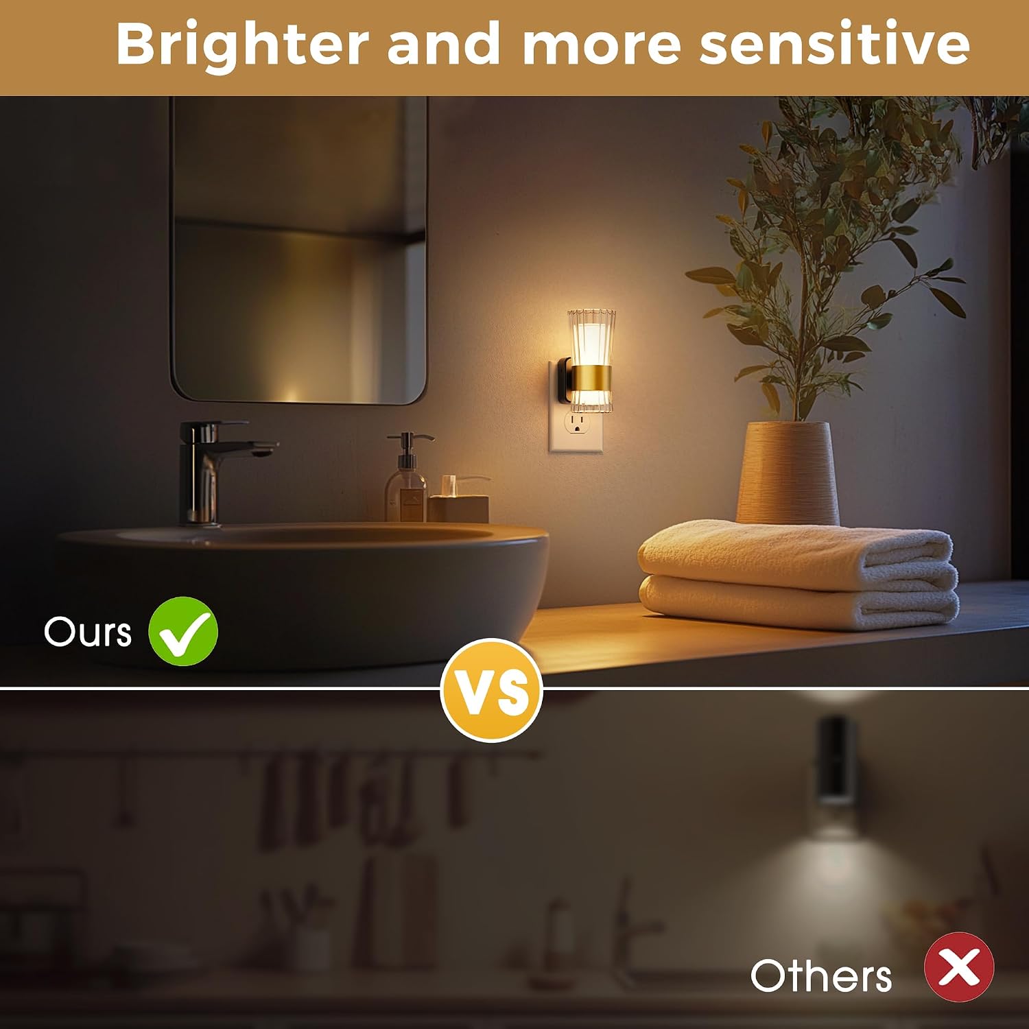 L LOHAS LED Night Light, Night Lights Plug into Wall, 3000K Soft Warm 0-100LM Adjustable Modern Night Lights, Automatic Nightlights Pulg…