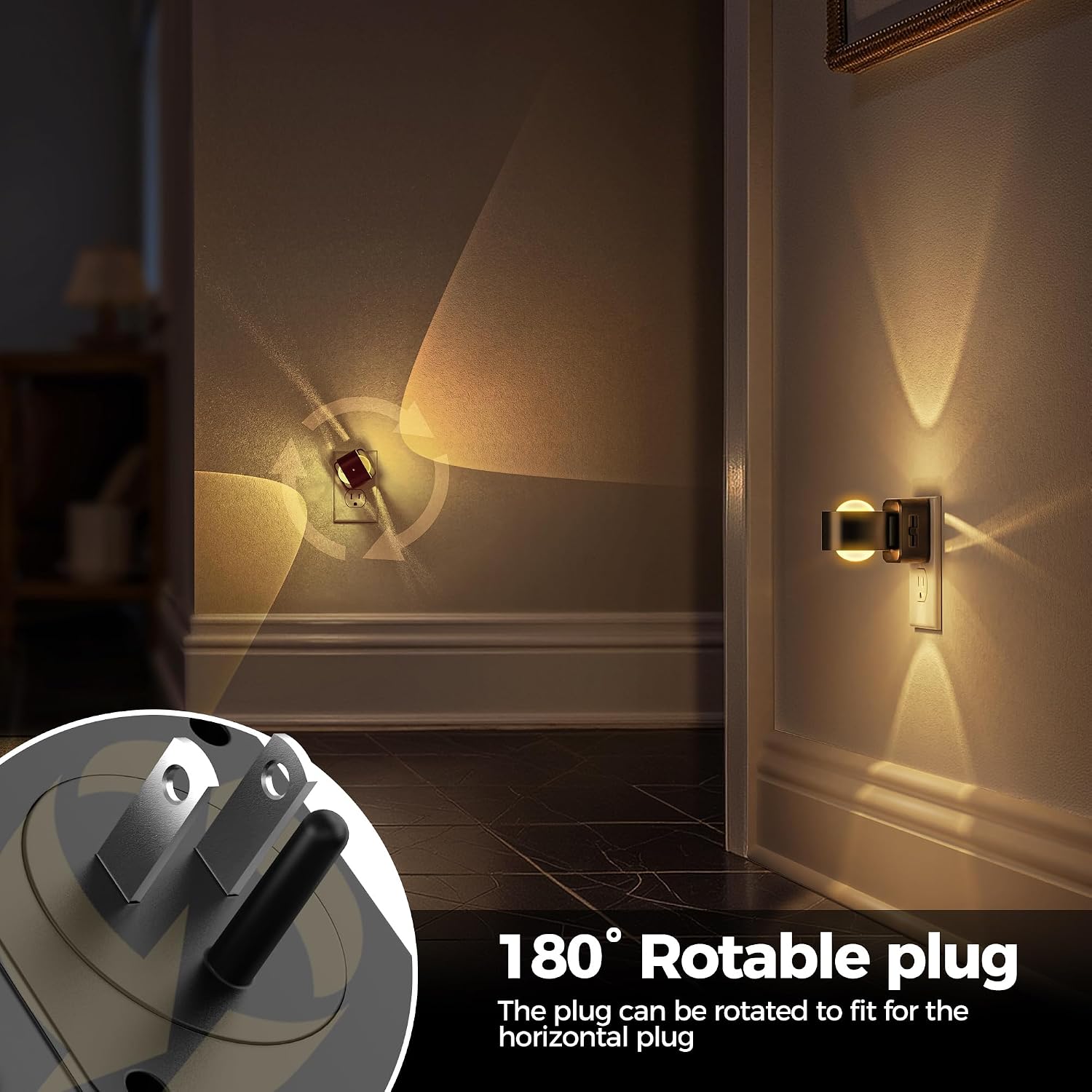 Briignite Night Light Projector, LED Night Lights Plug into Wall, 180° Rotating Night Light for Kids, Dusk to Dawn Sensor, 0-150LM…