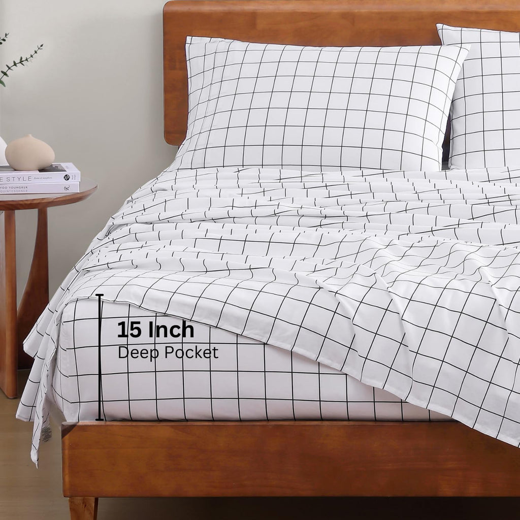 LaneLinen LANE LINEN 100% Organic Cotton Full Size Bed Sheets, reusable Fully Elasticized Okeo Tex Certified Printed Cotton Sheets Full…