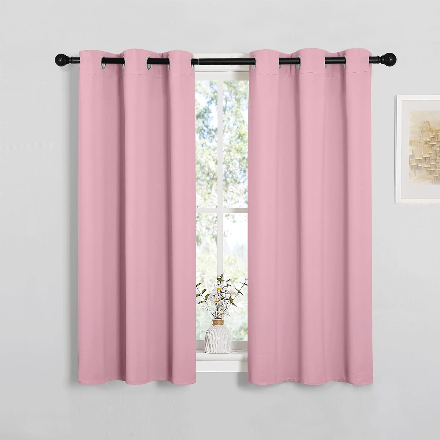 NICETOWN Bedroom Curtain Panels Blackout Draperies, Thermal Insulated Solid Grommet Blackout Curtains/Drapes (Crystal Pink, 1 Pair, 34 by…