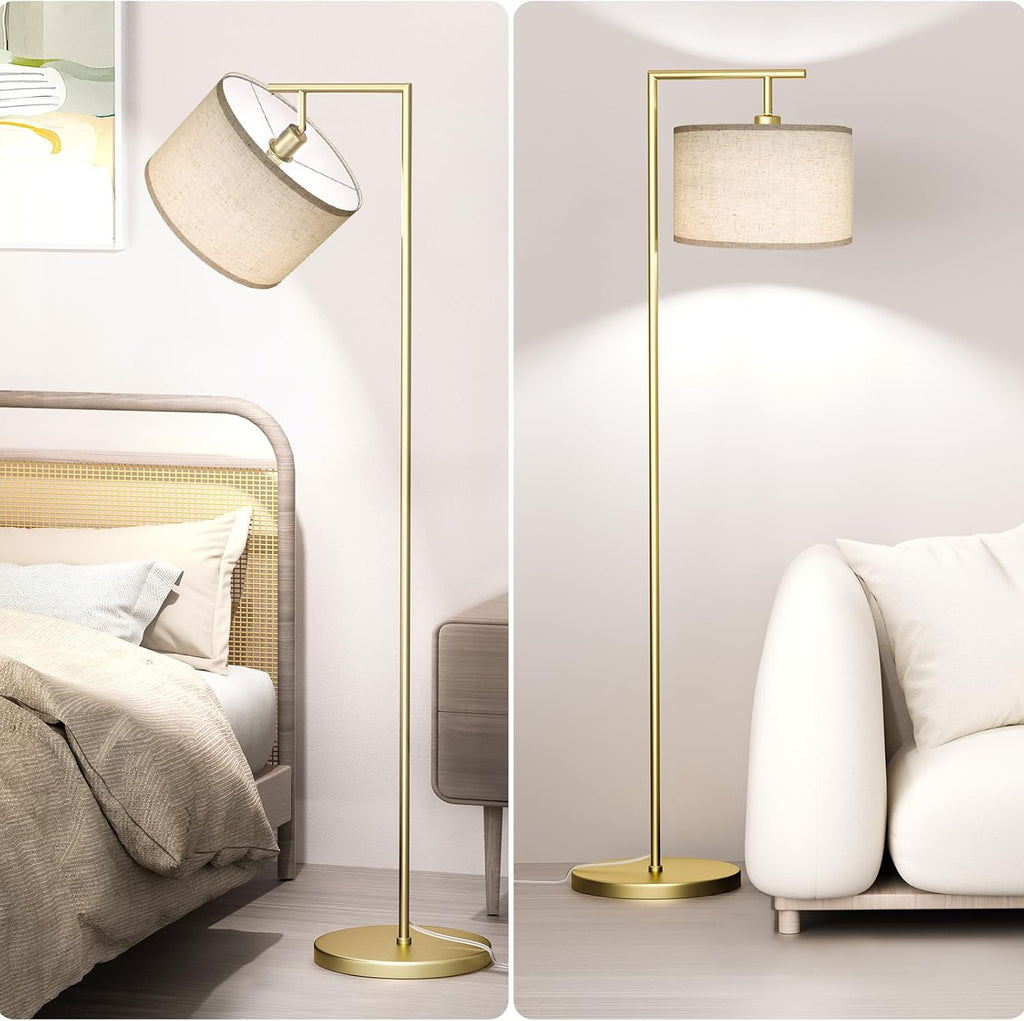 Floor Lamp for Living Room with 3 Color Temperatures Standing Lamp with Adjustable Beige Linen Lampshade Tall Lamps for Bedroom Office…