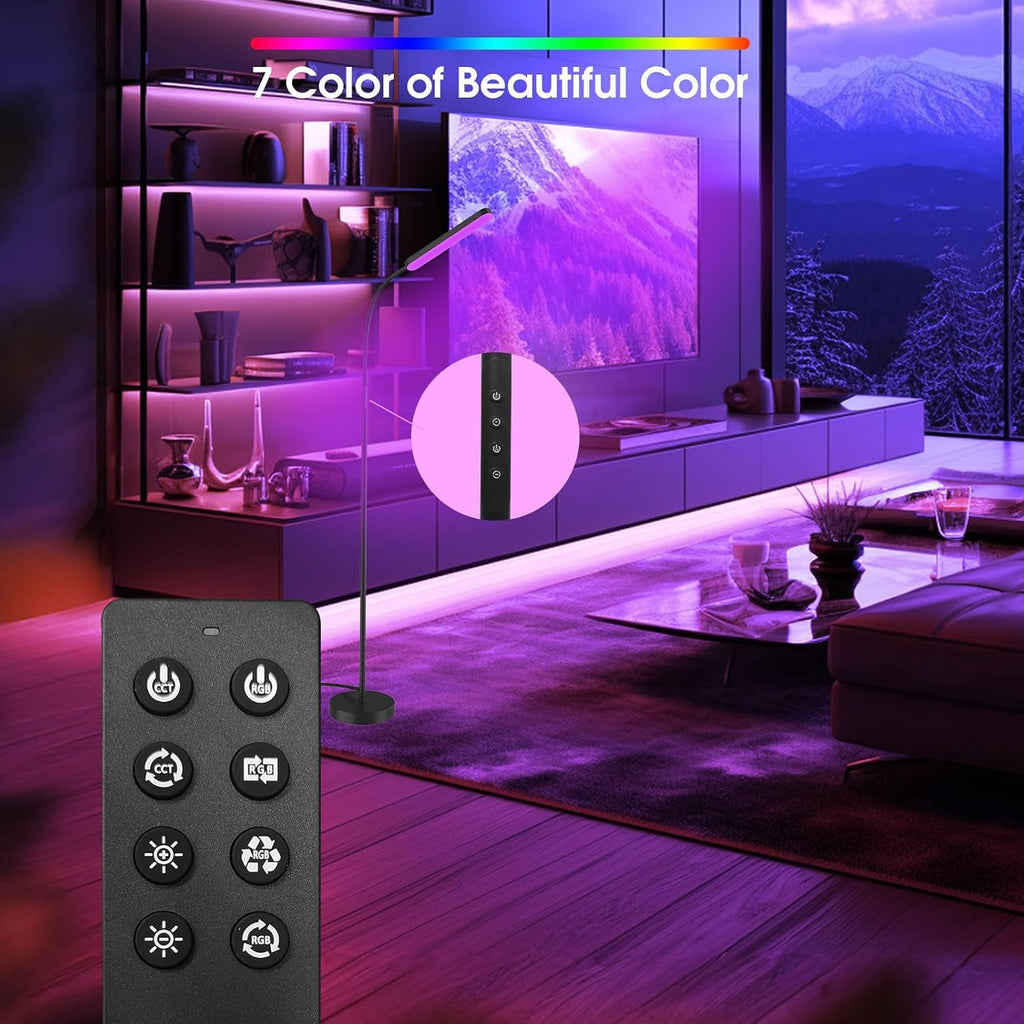 Wio-Mio Floor Lamps, RGB Color Changing Dimmer Bright LED Floor Lamp with Stepless Adjustable 3000K-6000K, Smart Remote Control Modern…
