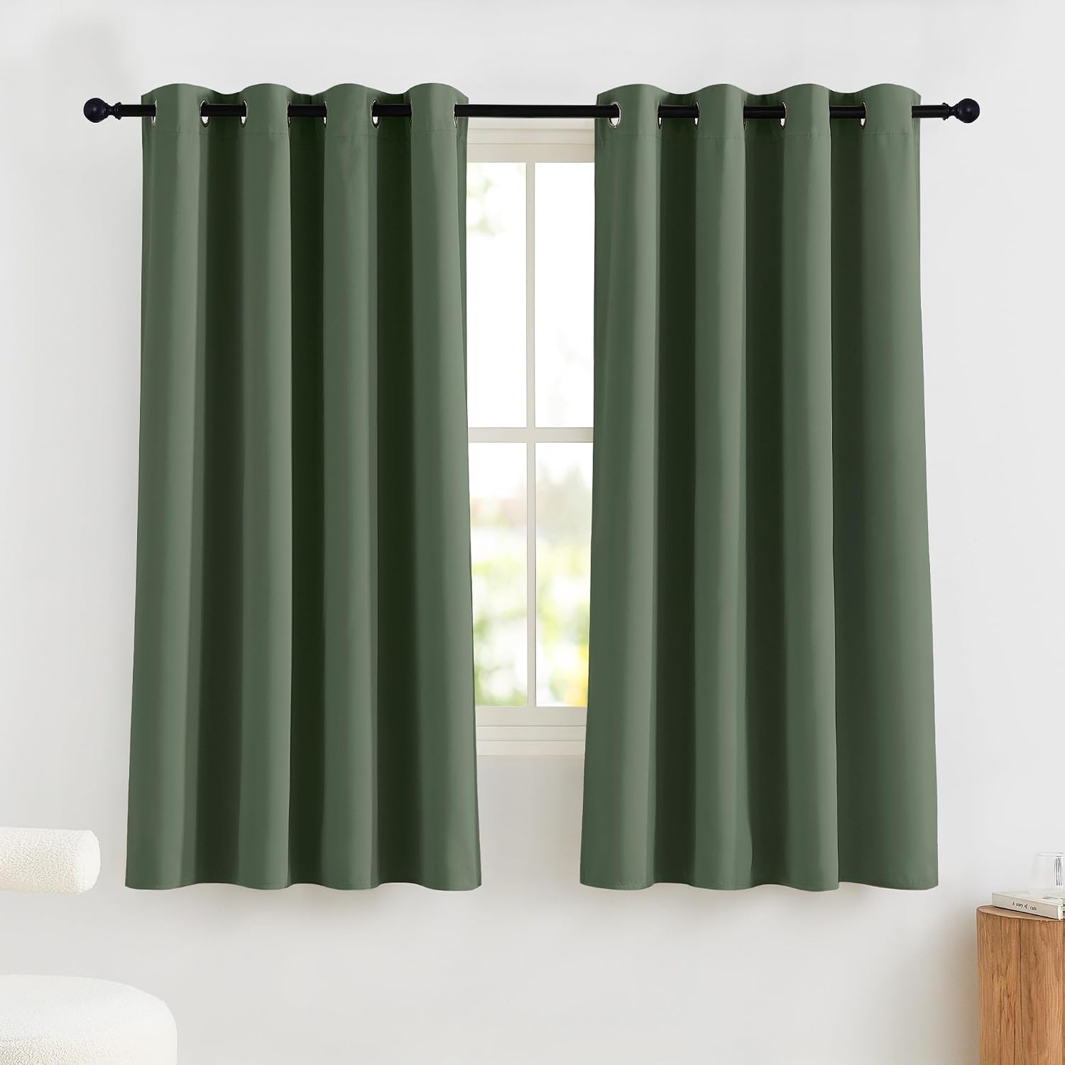 NICETOWN Greyish Green Blackout Curtains for Living Room Bedroom, 100% Blackout Thermal Insulated Room Darkening Window Drapes for…