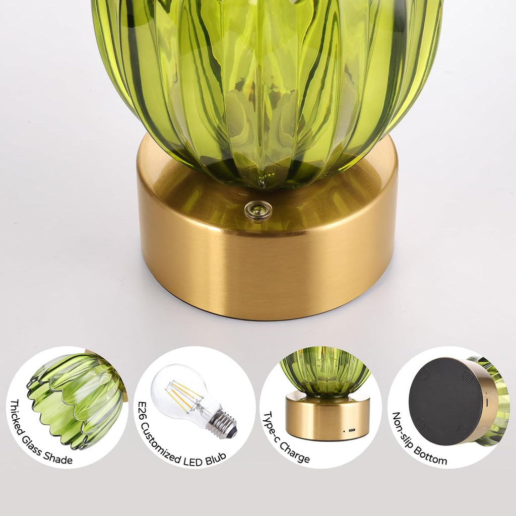 Shenmoyl Cordless Small Table Lamp with 5200mAh Battery & Touch Control, Battery Operated Tulip Table Lamp with 3 Colors, Rechargeable…