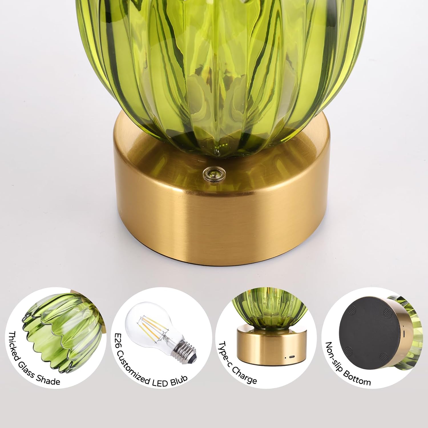 Shenmoyl Cordless Small Table Lamp with 5200mAh Battery & Touch Control, Battery Operated Tulip Table Lamp with 3 Colors, Rechargeable…