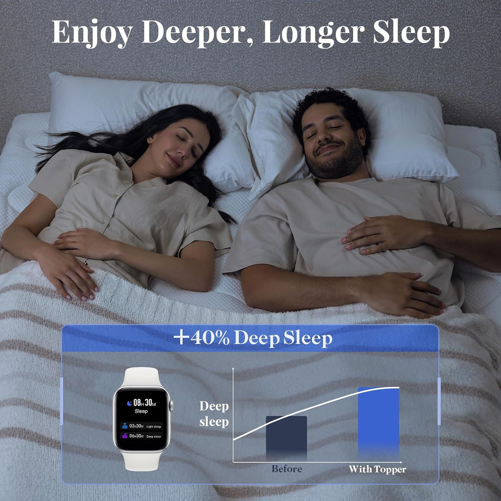 OhGeni Cooling 4 Inch Twin XL Dual Layer Mattress Topper, 2 Inch Gel Memory Foam,2 Inch Soft Pillow Top Pad, College Dorm Essentials Bedroo…