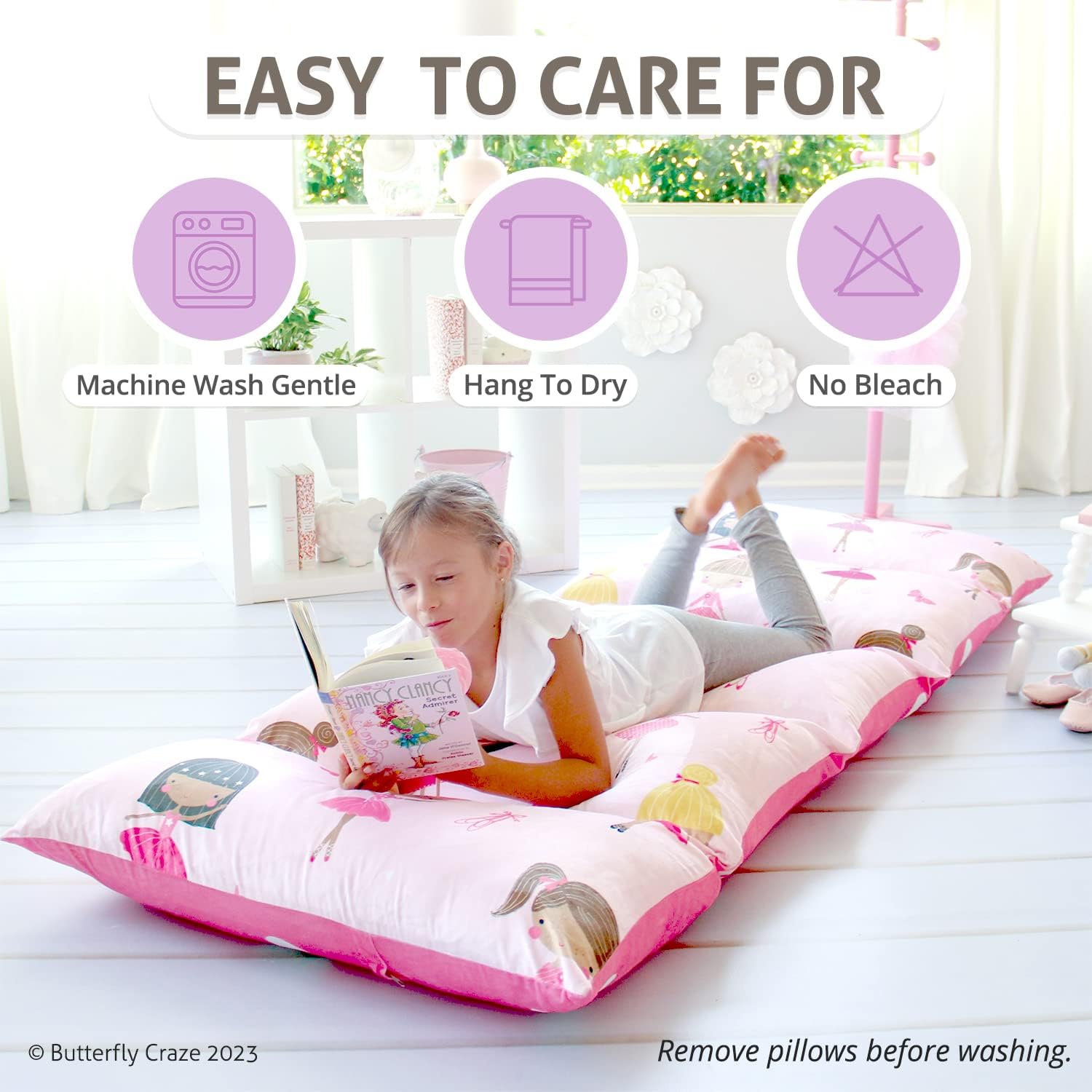 ButterflyCraze Butterfly Craze Floor Lounger Cover - Machine Washable Floor Mattress Cover - Versatile Seating & Sleeping Pad Alternative -…