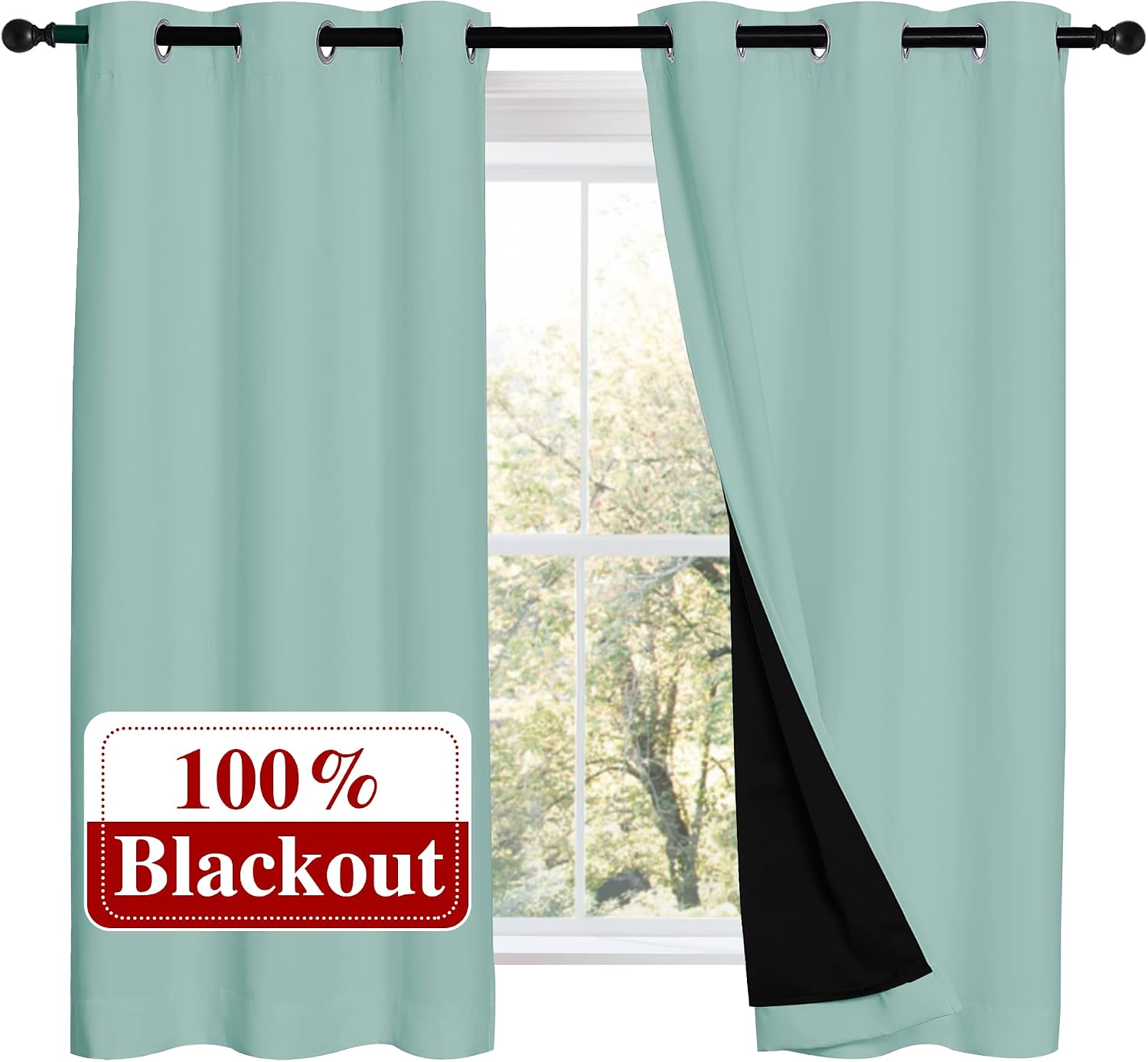 Nicetown 100% Blackout Curtains 54 inches Long, Double-Deck Completely Blackout Window Treatment Thermal Insulated Lined Drapes for Small W…