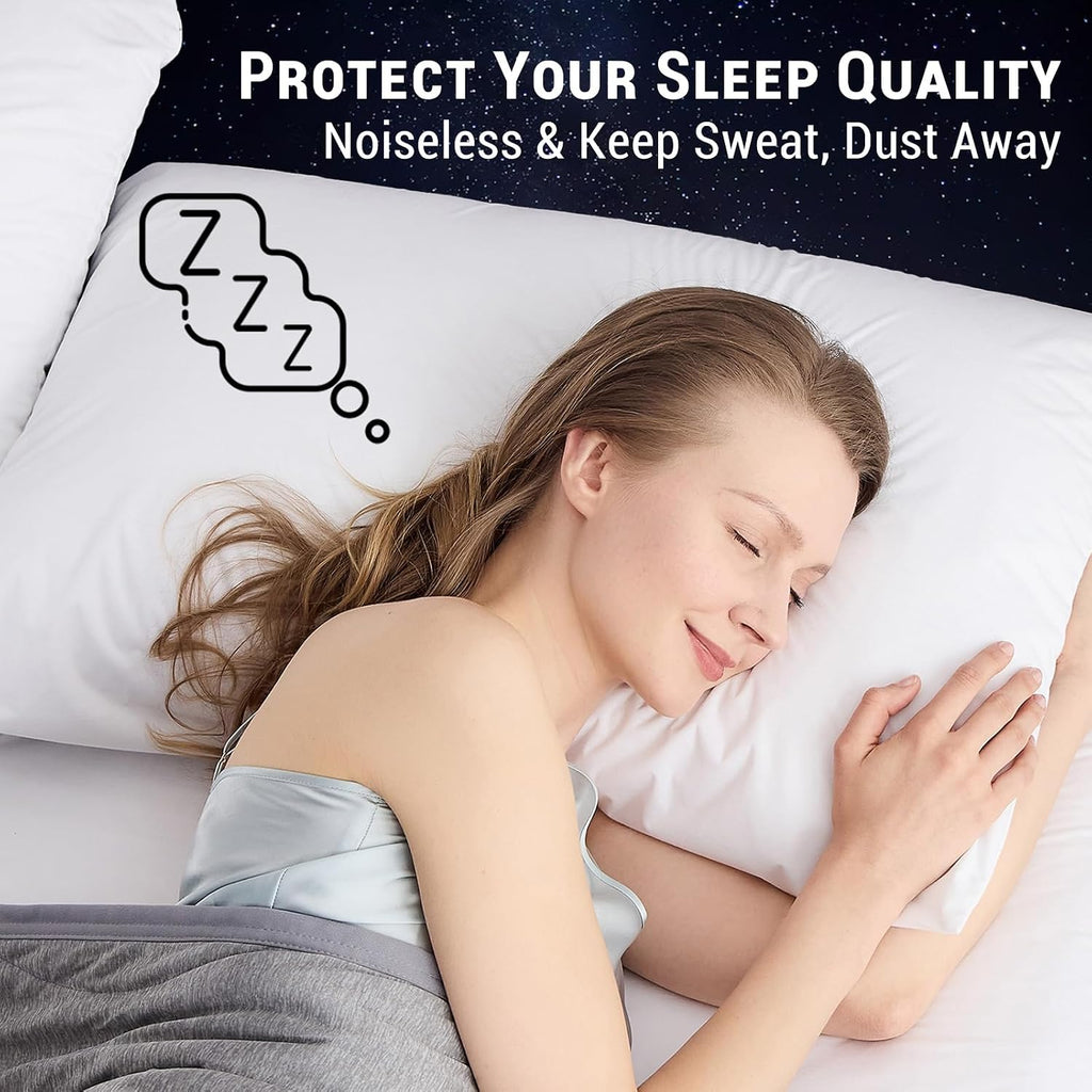 Gogreen Bamboo Rayon Waterproof Pillow Protector, Breathable Pillow Cover, Cooling Pillow Case Protector with Zipper, Super Soft Pillow Cas…