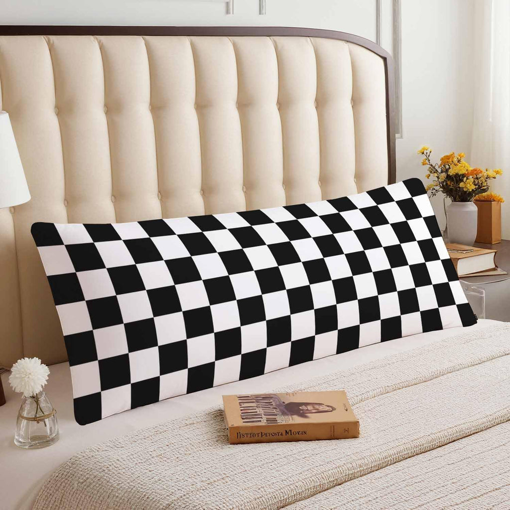Checkerboard Rectangle Body Pillow Covers Checkered Black White 20"X54" Couch Body Pillow Pillowcase Decorative Home Body Pillows Bed…