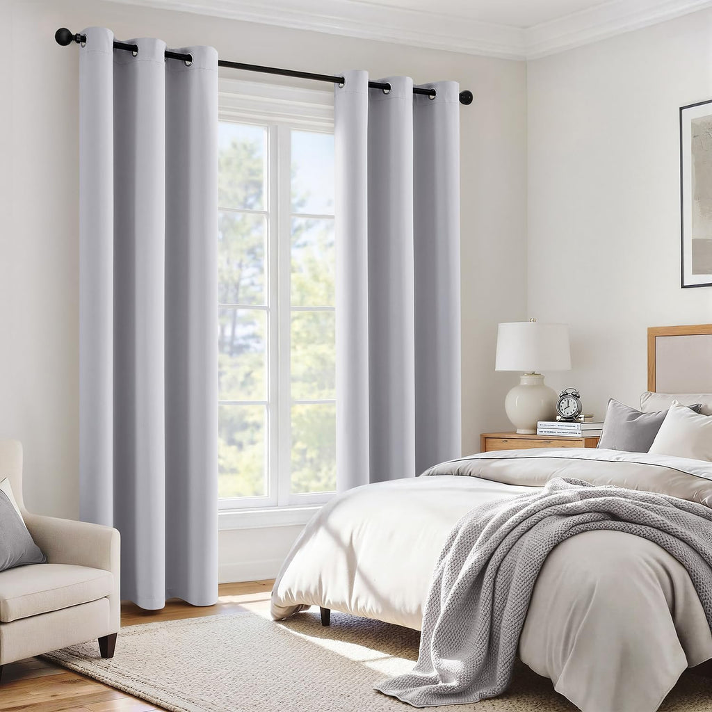 Miulee 100% Blackout Curtains for Bedroom 96 Inch Long, 2 Layers Thermal Insulated Black Out Window Curtains with Black Liner, Grommet Livi…
