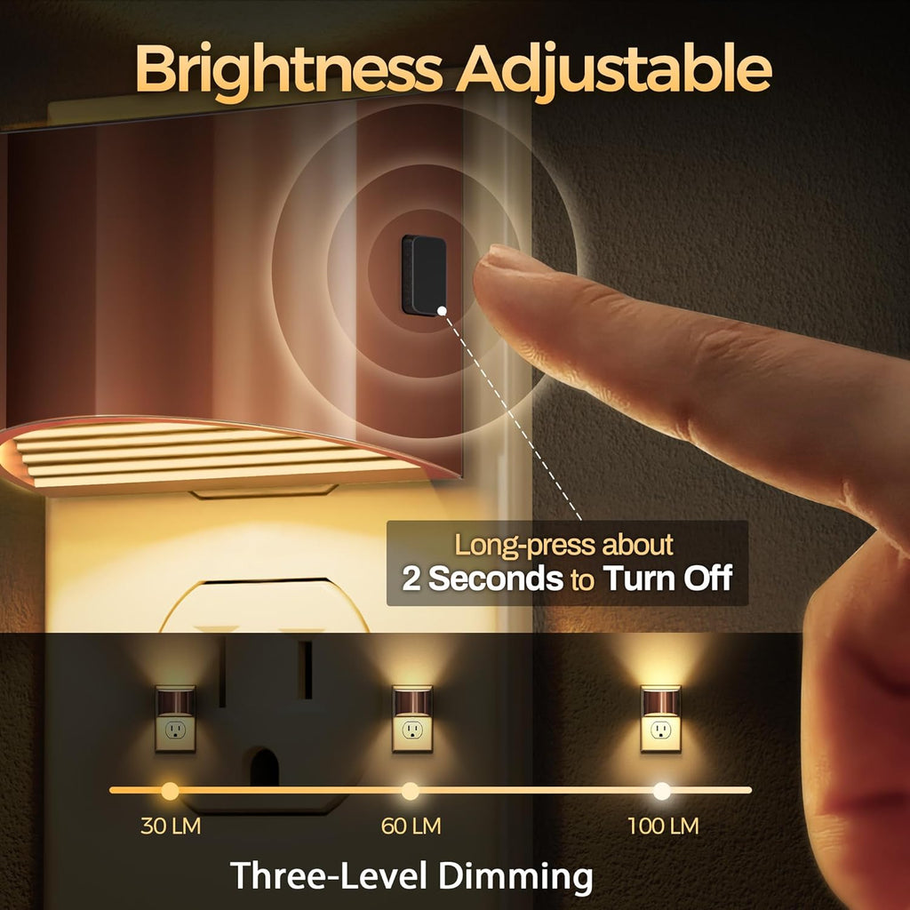 DORESshop LED Night Light[2 Pack], Night Lights Plug into Wall, 3 Level Brightness Adjustable Plug in Night Light, Dusk to Dawn Sensor…