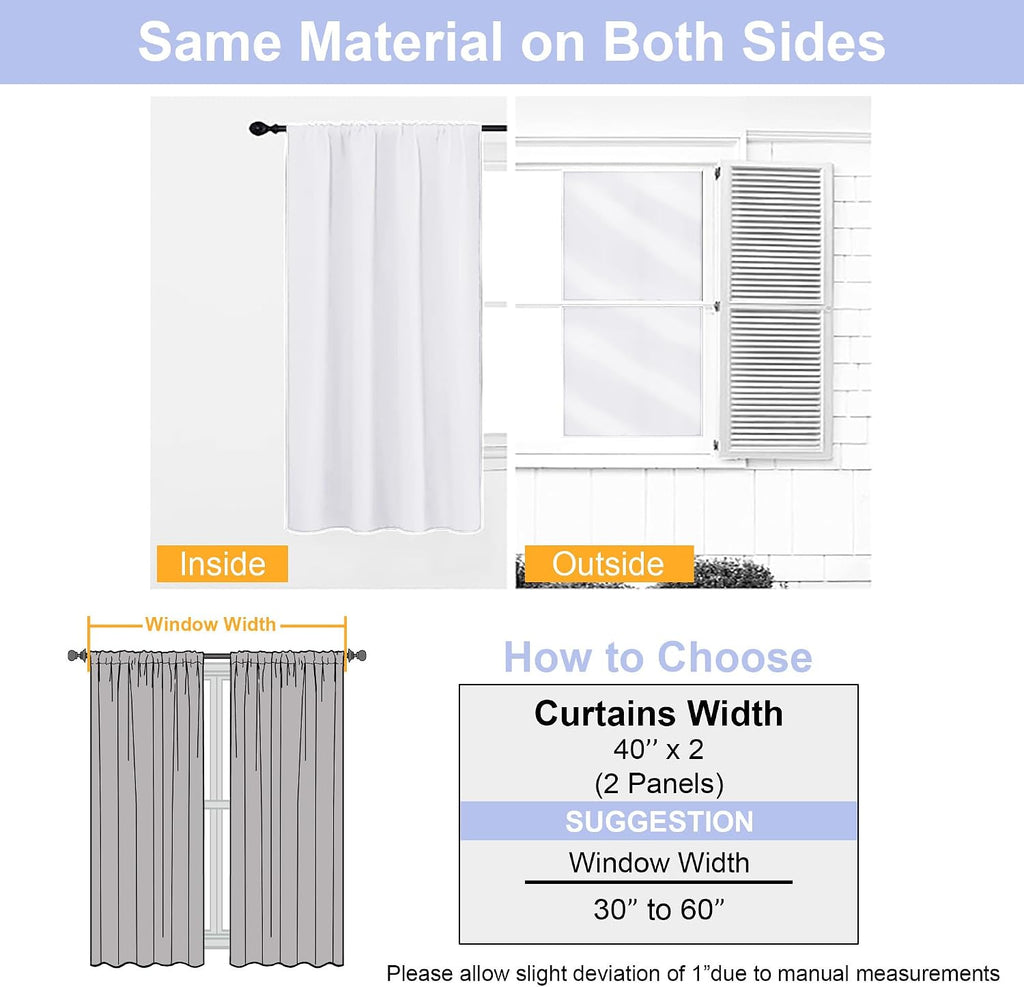 Simplebrand Ava Pure White Curtains for Bedroom 90 Inches Long 2 Panels Set, Room Darkening Window Treatment, Light Filtering Curtain Drape…