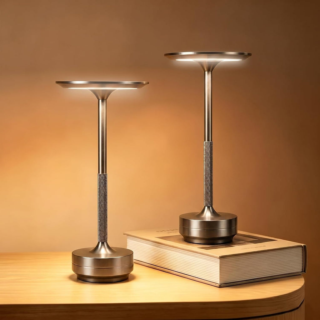 Rechargeable Cordless Table Lamp Set of 2, Portable Battery Operated LED Table Light, 3 Color Stepless Dimming with Touch Sensor & Memory…
