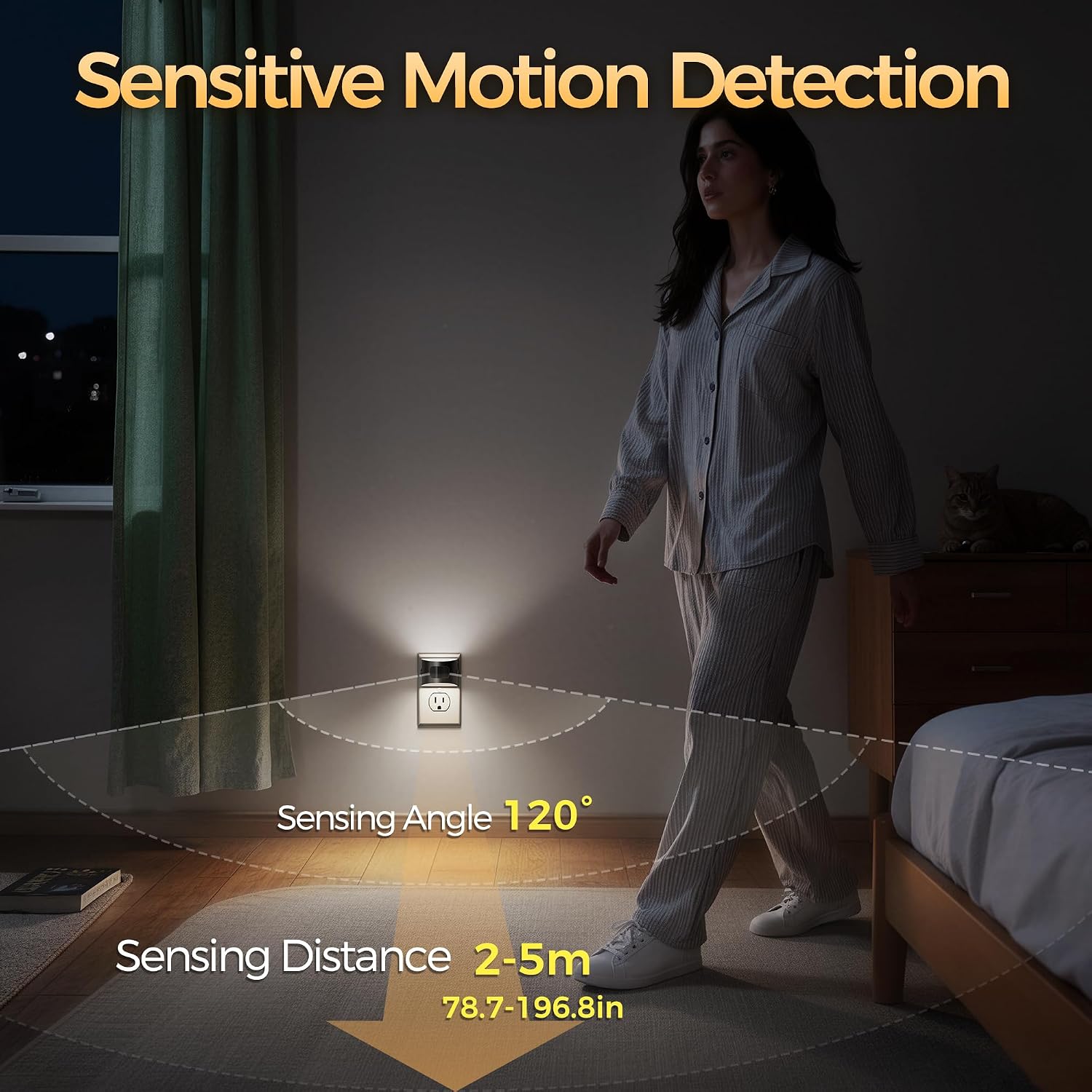 DORESshop LED Night Light[4 Pack], Night Lights Plug into Wall, 3 Mode Plug in Night Light with Motion Sensor, Dusk to Dawn Sensor, 5000K…