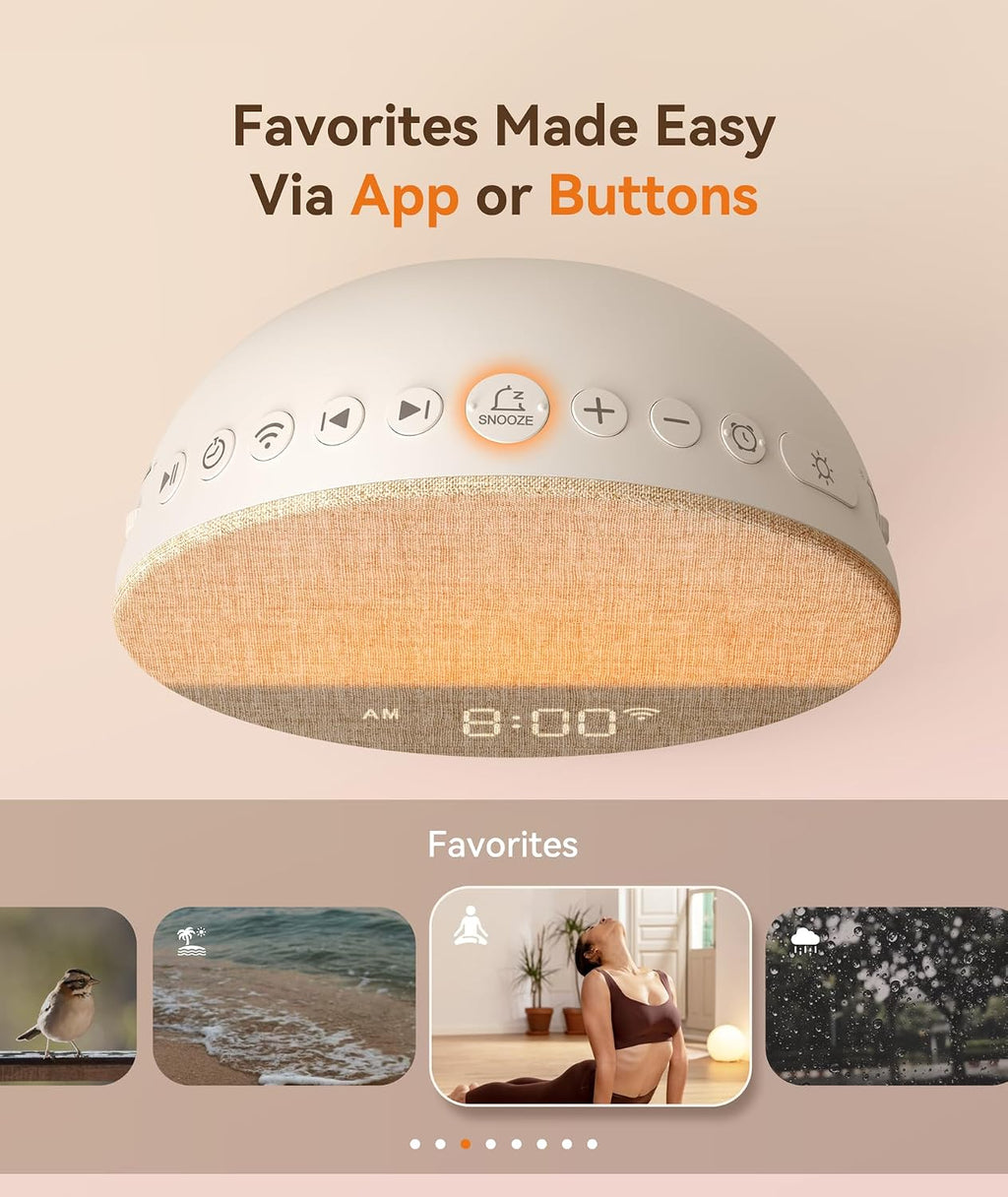 Dreamegg Sunrise 1+ Sound Machine, Sunrise Alarm Clock, Night Light, APP Control, Sleep Routines, Favorites Mode, 34 Soothing Sounds…