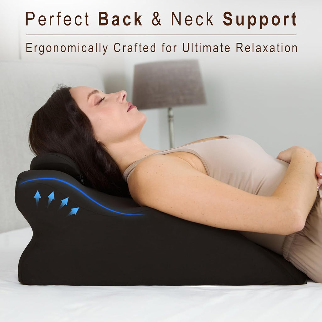 SYLLO Ergonomic Memory Foam Wedge Pillow | Multi-Functional 27° Angle Reading Pillow | Ideal Wedge Support for Back, Legs, Reading in Bed…