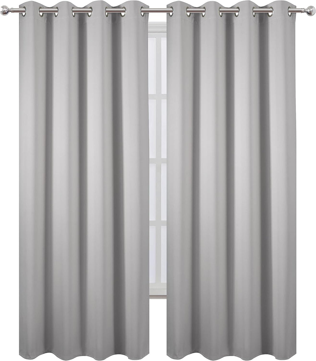 Lemomo Blackout Curtains 52 x 84 inch/Light Grey Curtains Set of 2 Panels/Thermal Insulated Room Darkening Bedroom Curtains 84 inch Grey