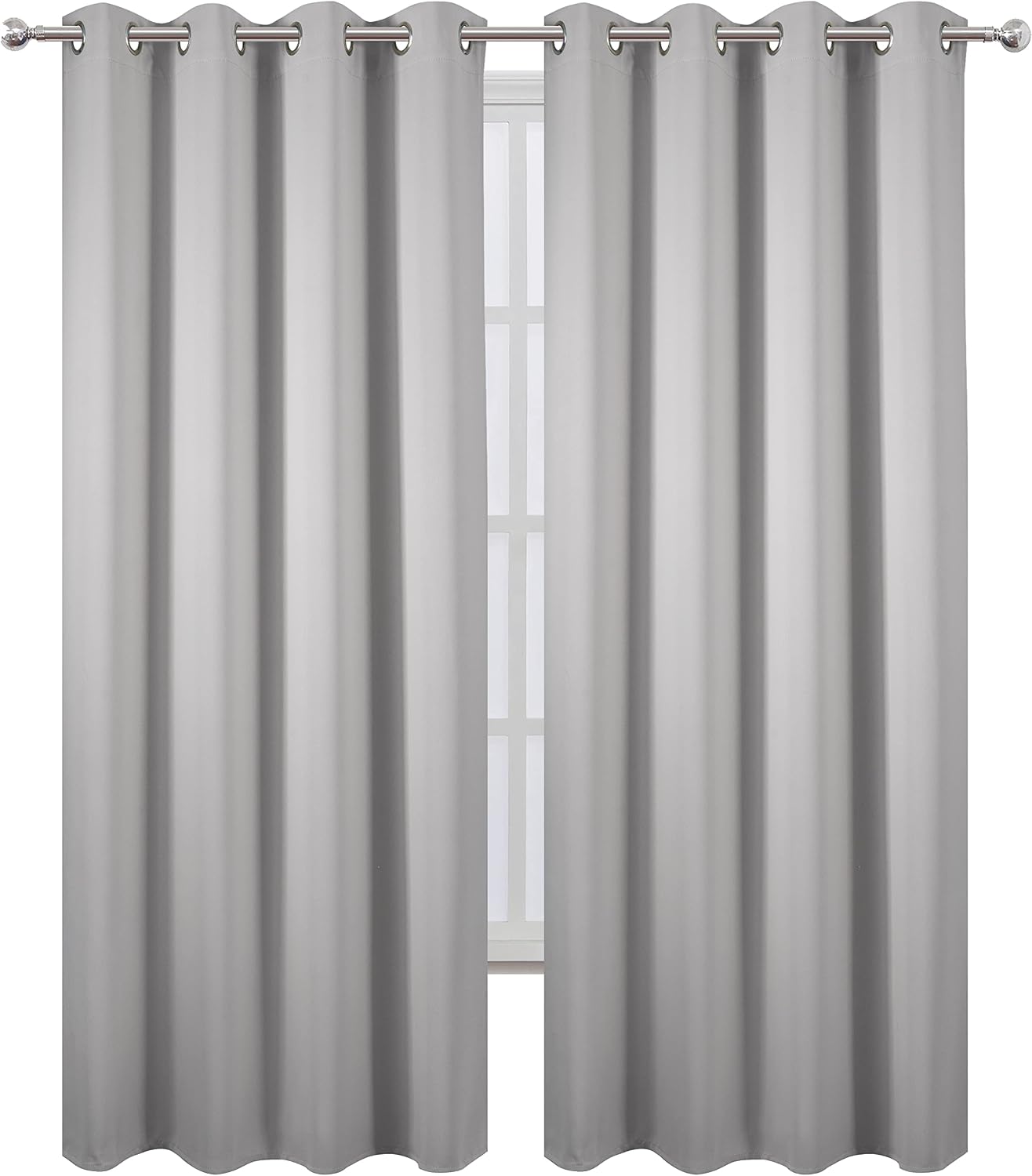 Lemomo Blackout Curtains 52 x 84 inch/Light Grey Curtains Set of 2 Panels/Thermal Insulated Room Darkening Bedroom Curtains 84 inch Grey